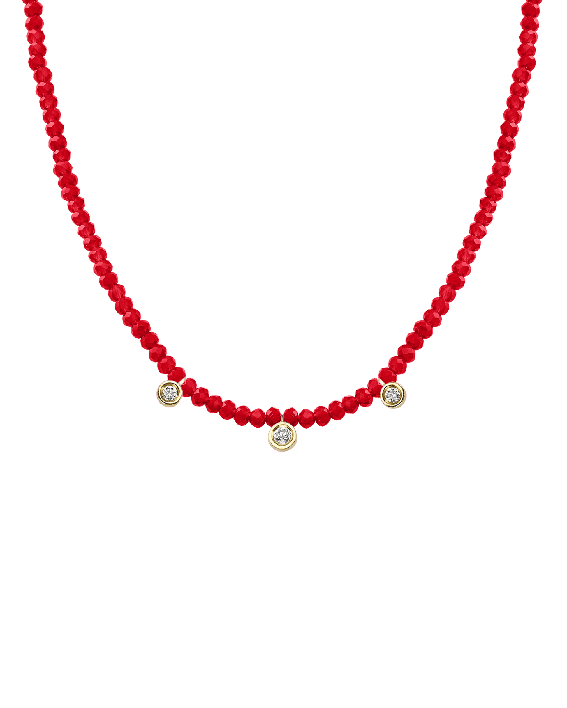 Jade Gemstone & Three diamonds Necklace - 14K Rose Gold Necklaces magal-dev 