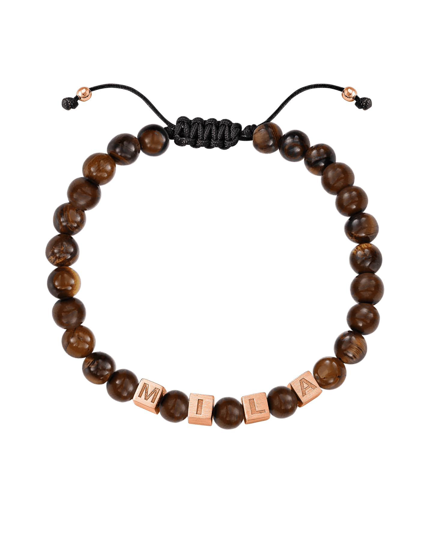 Bracelet Alpha Cubes - Or Blanc Plaqué 18 carats Bracelets magal-dev Œil de Tigre Marron 1 