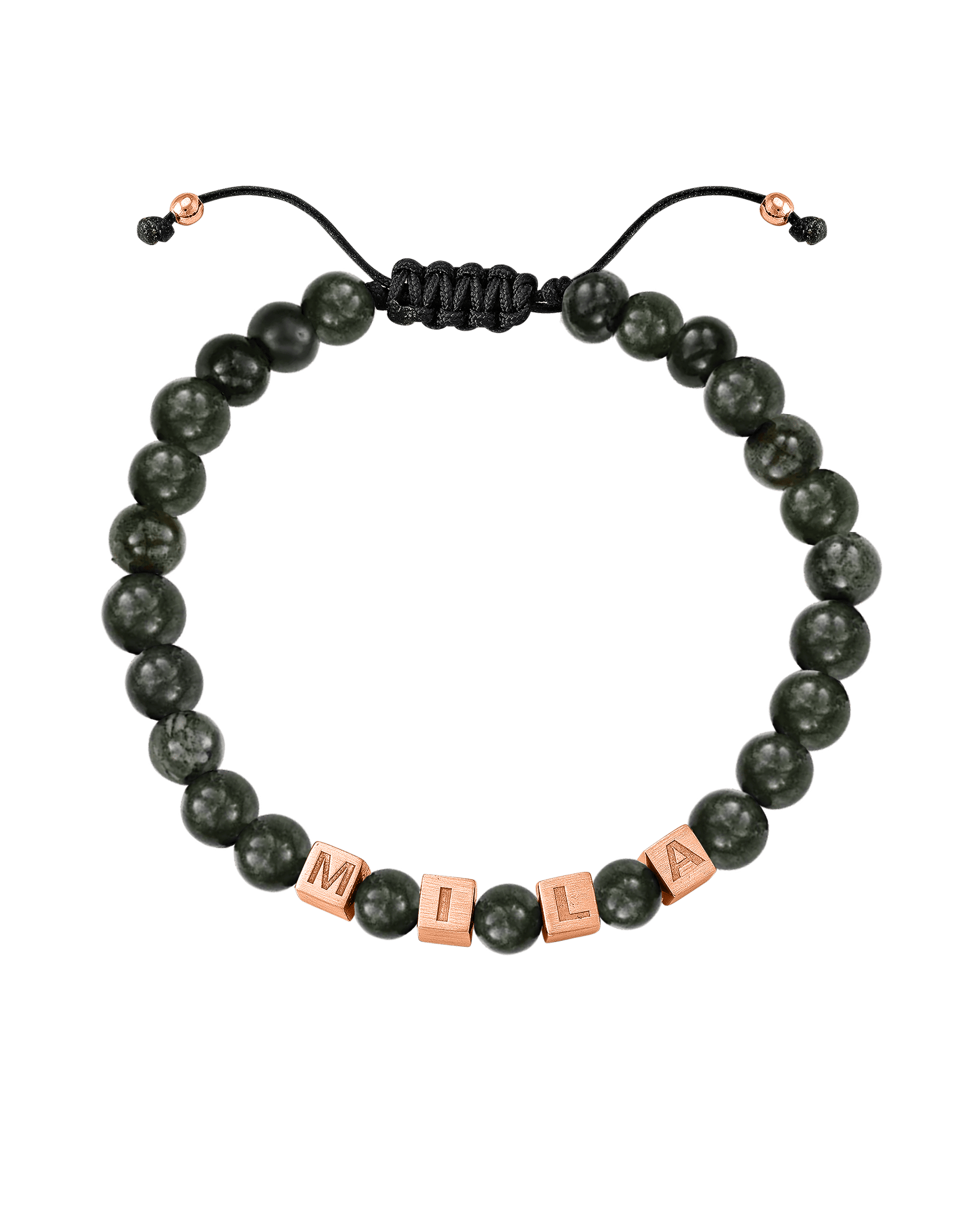 Men’s Alpha Block Bracelet - 18K Rose Vermeil Bracelets magal-dev Green Malachite 1 