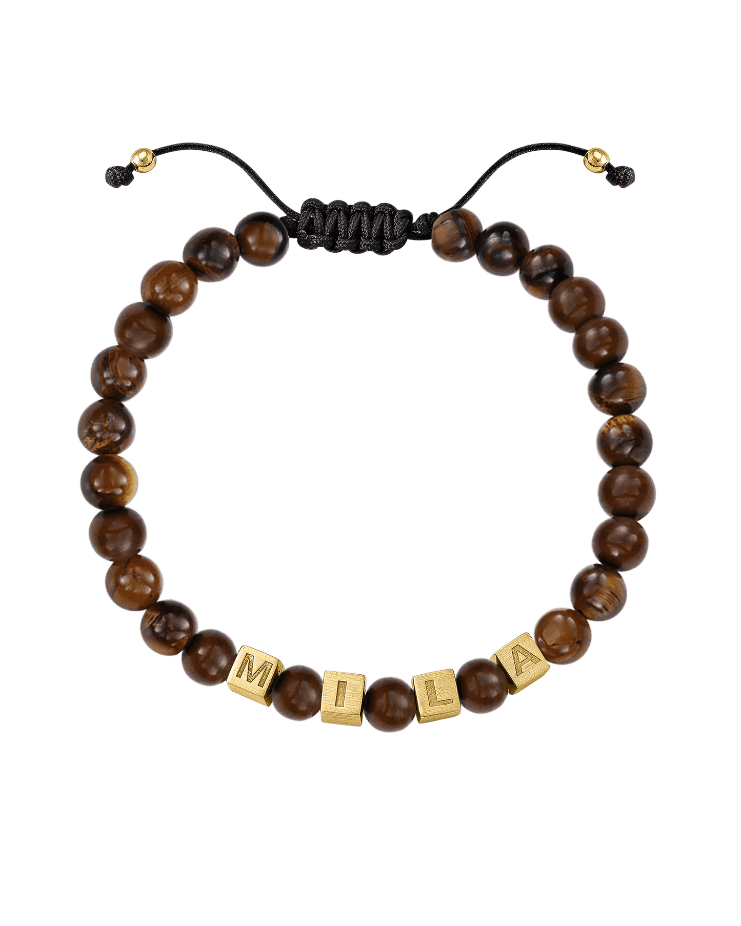 Bracelet Alpha Cubes - Or Jaune Plaqué 18 carats Bracelets magal-dev Œil de Tigre Marron 1 