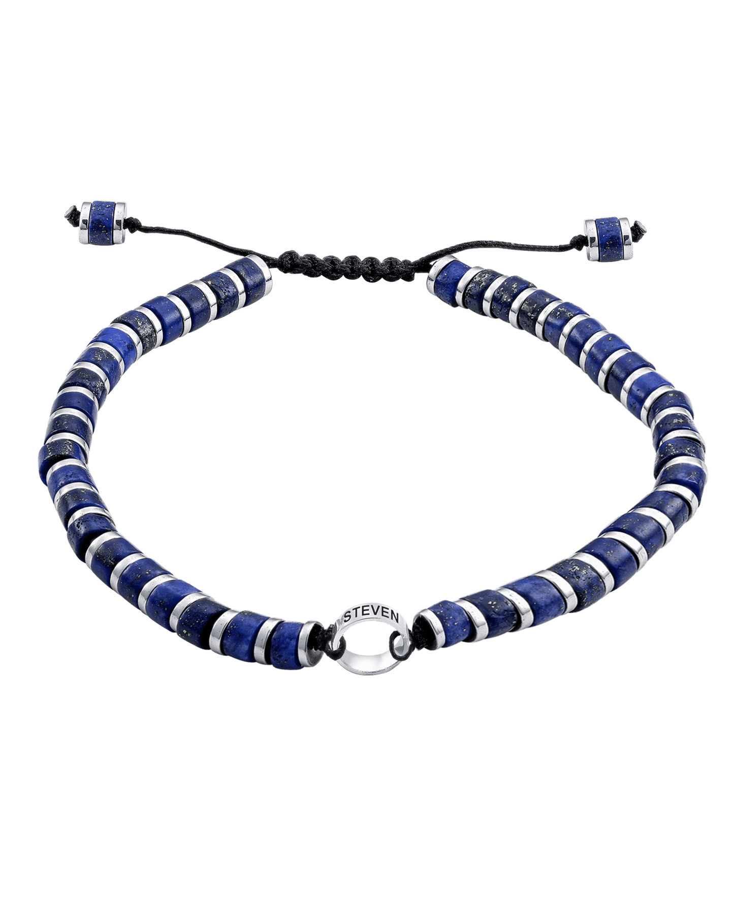 Bracelet de Perles de Lapis-Lazuli Bleu & Bagues Peronnalisables - Argent 925 Bracelets magal-dev 1 Lien 