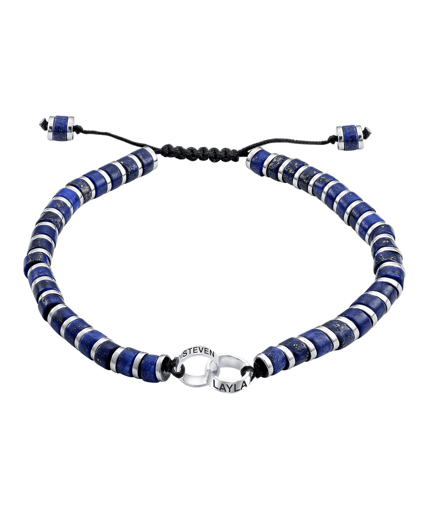 Bracelet de Perles de Lapis-Lazuli Bleu & Bagues Peronnalisables - Argent 925 Bracelets magal-dev 2 Lien(s) 