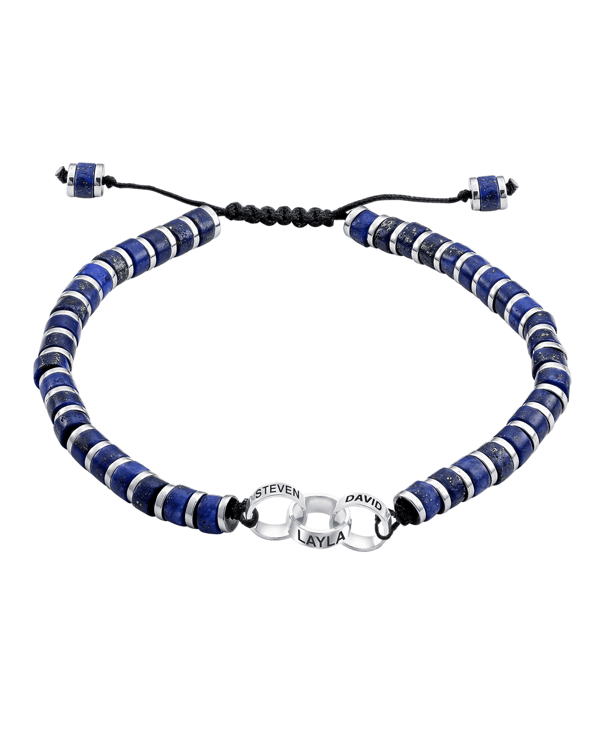 Bracelet de Perles de Lapis-Lazuli Bleu & Bagues Peronnalisables - Argent 925 Bracelets magal-dev 3 Lien(s) 