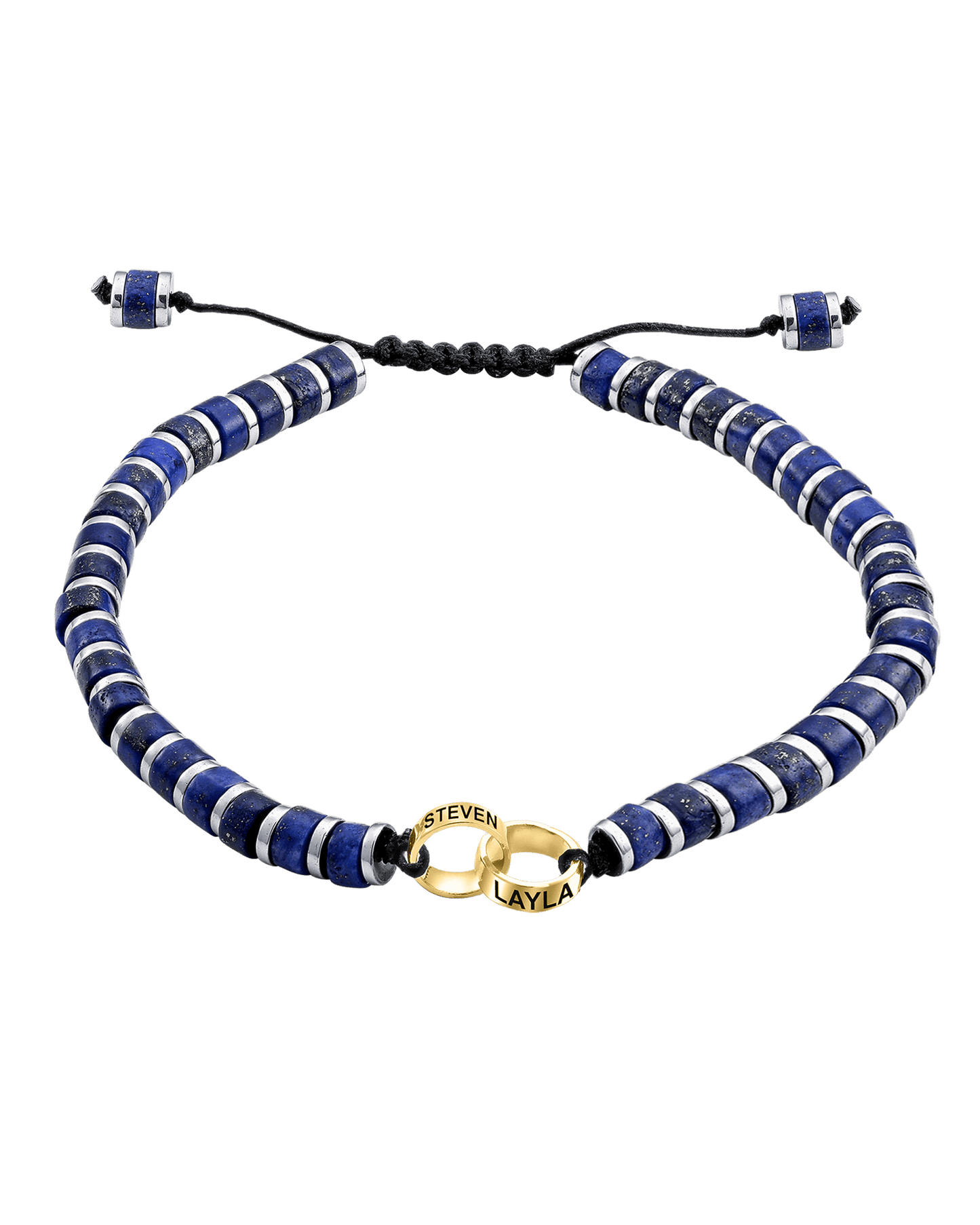 Bracelet de Perles de Lapis-Lazuli Bleu & Bagues Peronnalisables - Or Jaune 14 carats Bracelets magal-dev 2 Lien(s) 