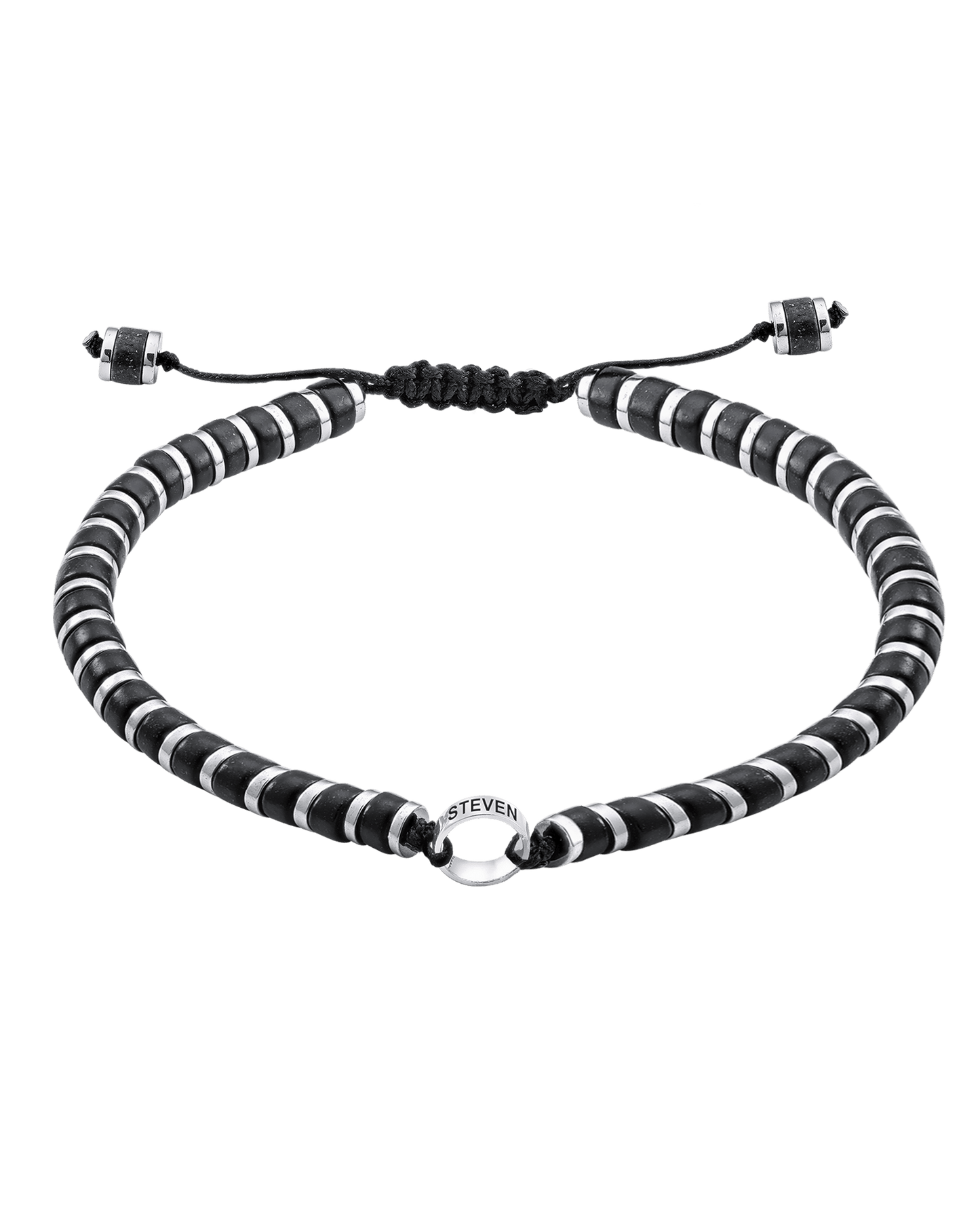 Bracelet Onyx Naturel & Bagues Personnalisables - Argent 925 Bracelets magal-dev 1 Lien 