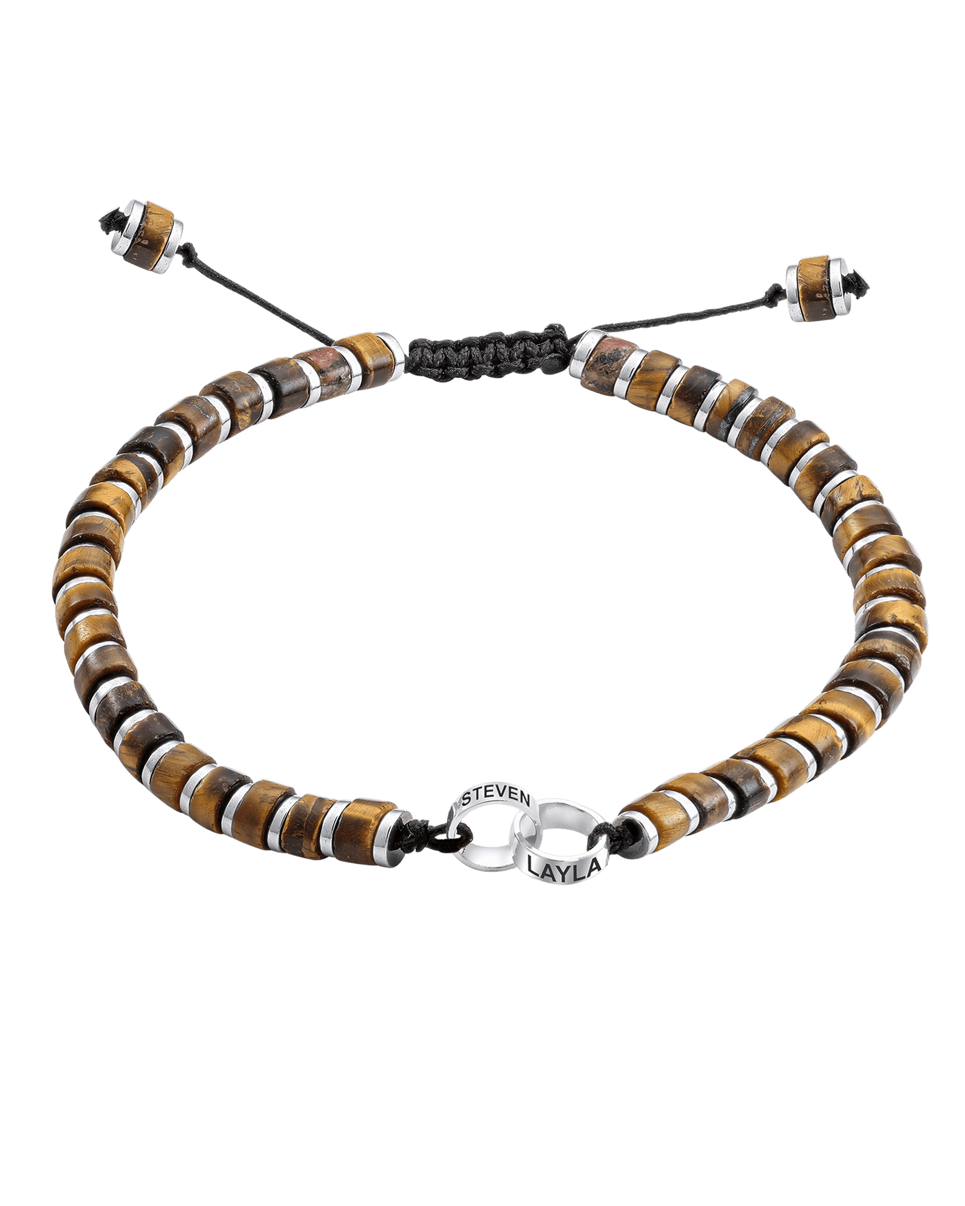 Bracelet Oeil de Tigre & Bagues Personnalisables - Or Blanc 14 carats Bracelets magal-dev 2 Lien(s) 