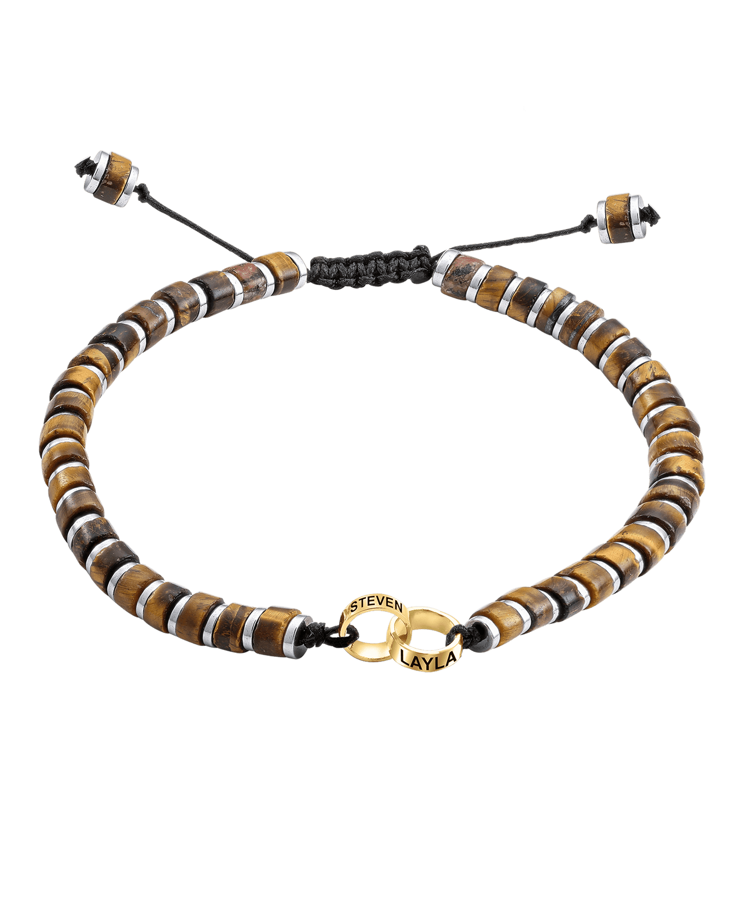 Bracelet Oeil de Tigre & Bagues Personnalisables - Or Jaune 14 carats Bracelets magal-dev 2 Lien(s) 