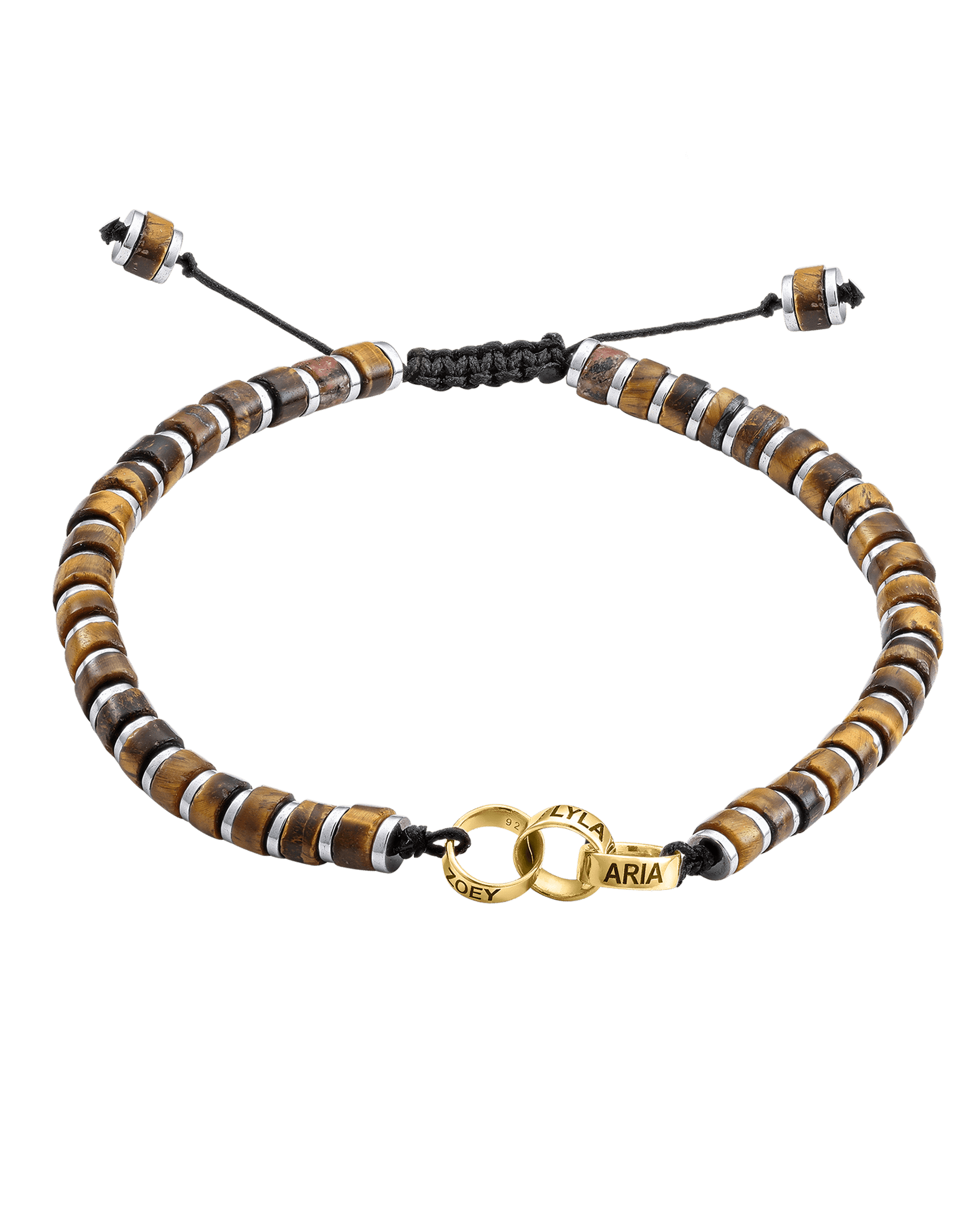 Bracelet Oeil de Tigre & Bagues Personnalisables - Or Jaune 14 carats Bracelets magal-dev 3 Lien(s) 