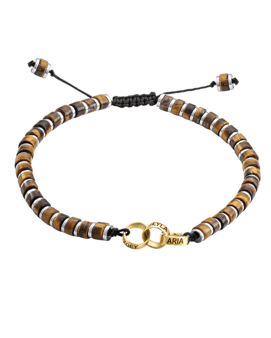 Bracelet Oeil de Tigre & Bagues Personnalisables - Or Jaune 14 carats Bracelets magal-dev 3 Lien(s) 