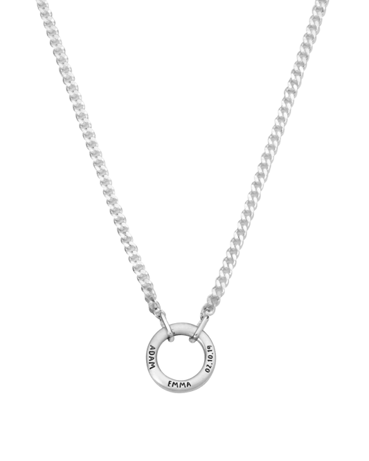 Men's Family Circle Necklace - 925 Sterling Silver Necklaces magal-dev Matte 1 Name 20"