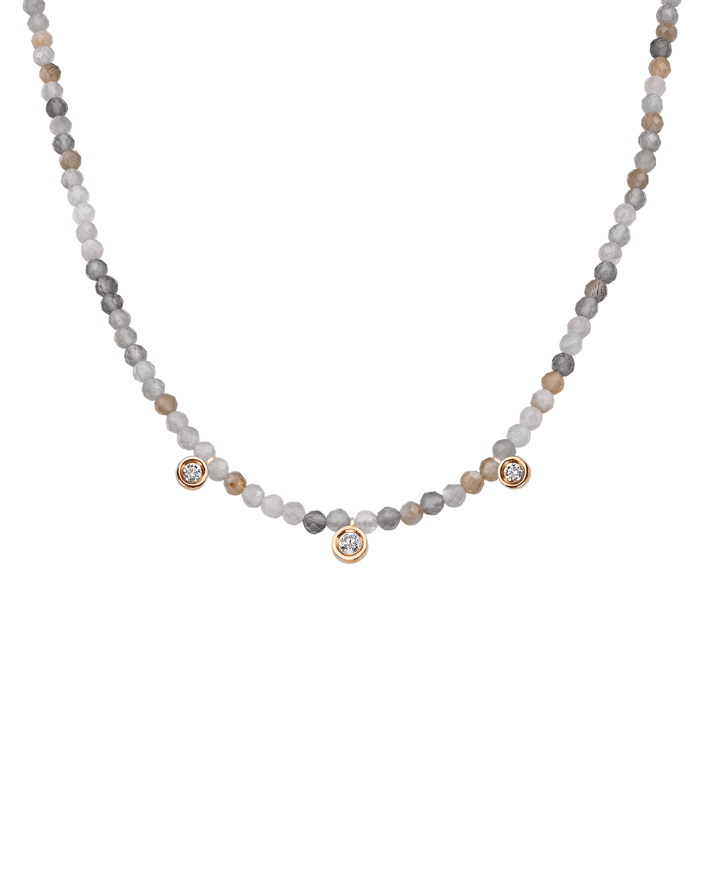 Turquoise Gemstone & Three diamonds Necklace - 14K White Gold Necklaces magal-dev 