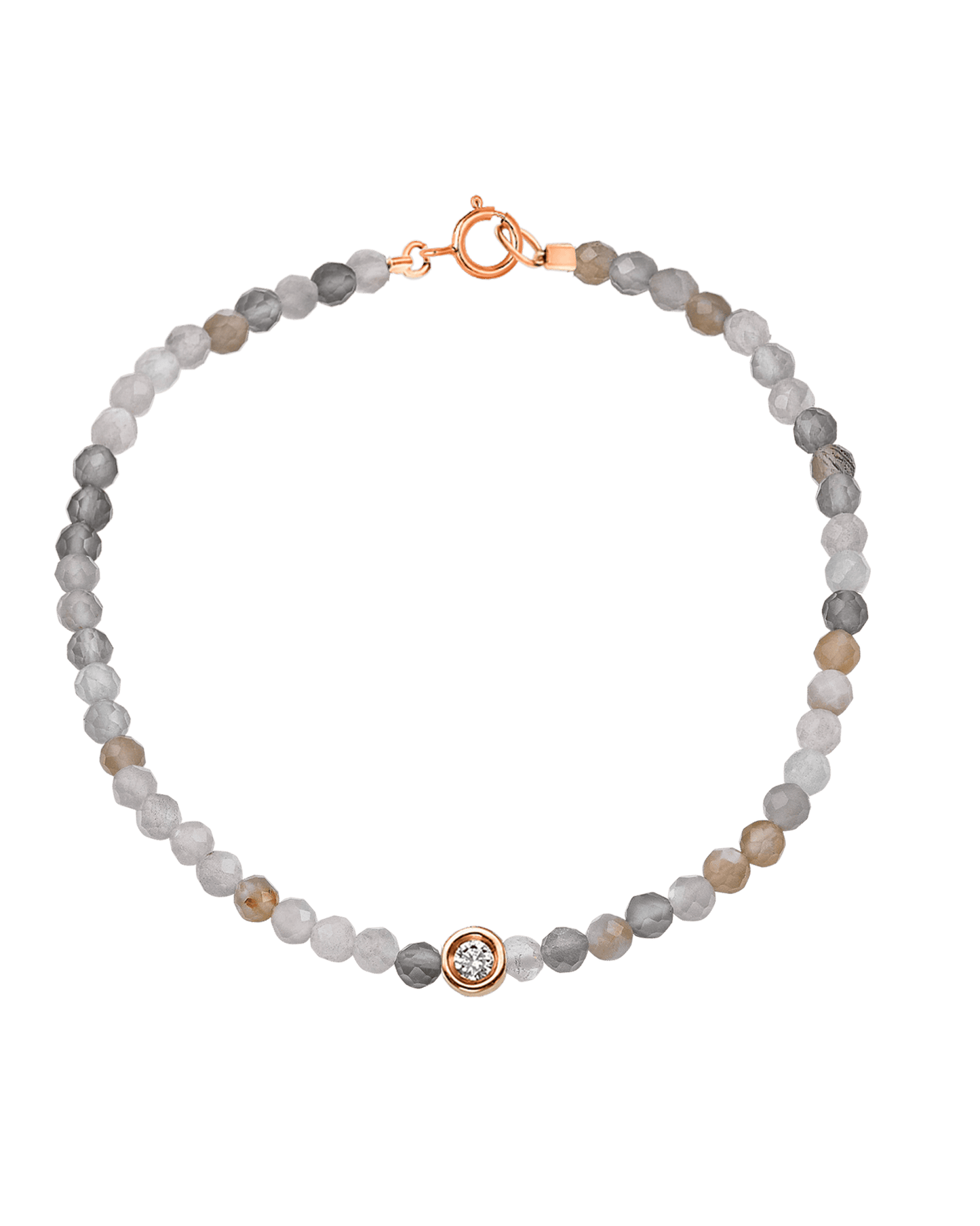 Gemstone & Diamond Bracelet - 14K Rose Gold Bracelets magal-dev Natural Moonstone Small: 0.03ct 6" - S wrist