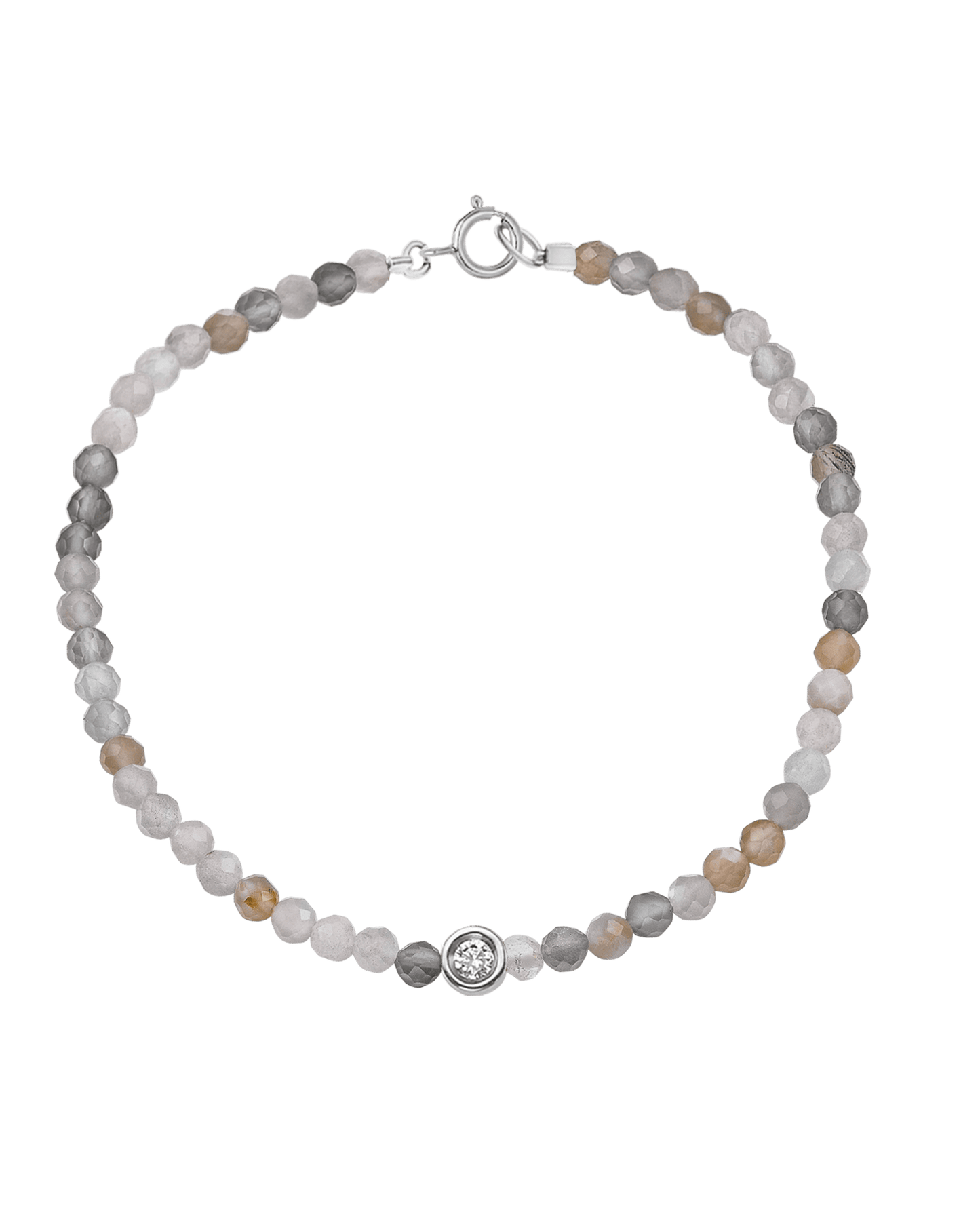 Gemstone & Diamond Bracelet - 14K White Gold Bracelets magal-dev Natural Moonstone Small: 0.03ct 6" - S wrist