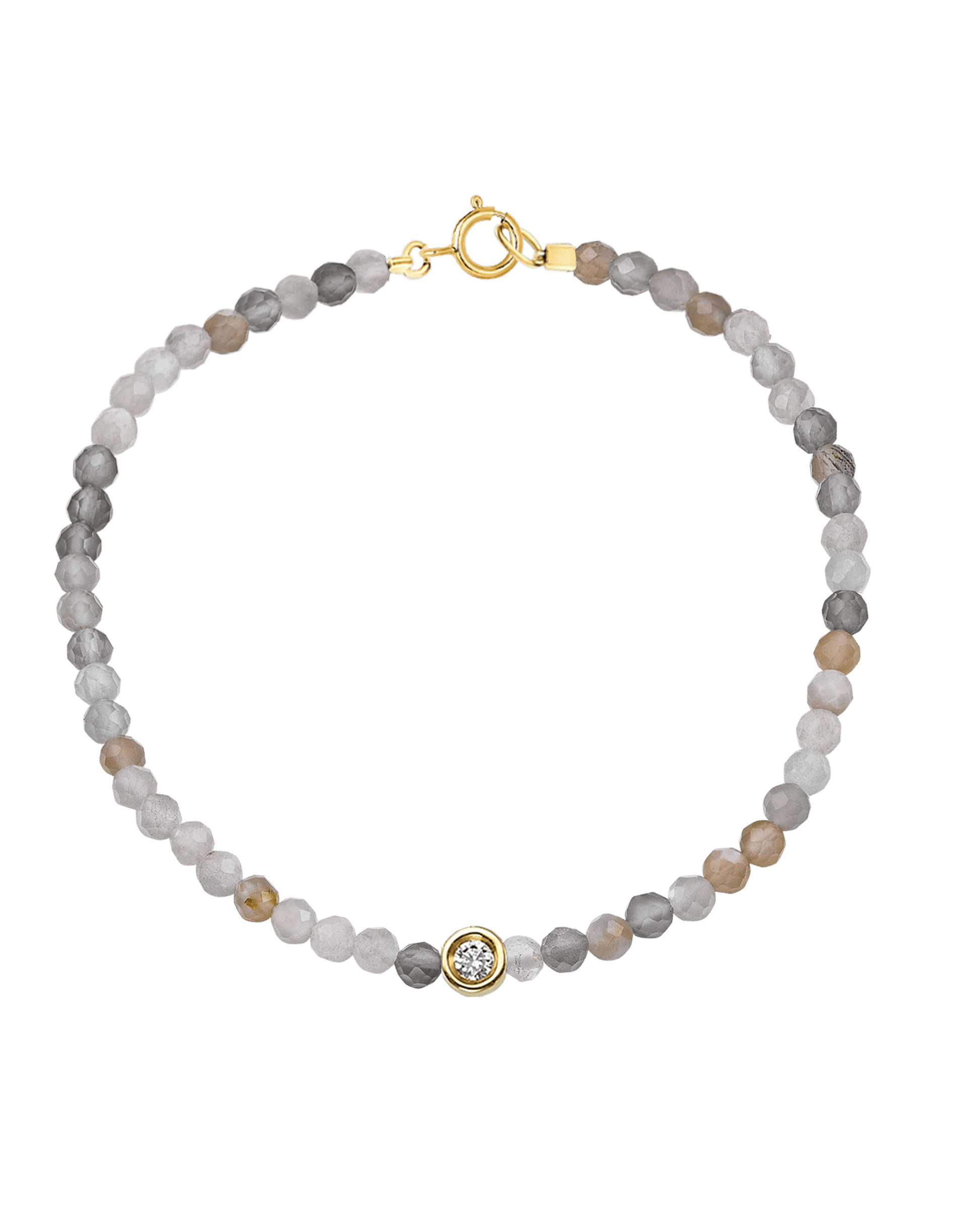 Gemstone & Diamond Bracelet - 14K Yellow Gold Bracelets magal-dev Natural Moonstone Small: 0.03ct 6" - S wrist