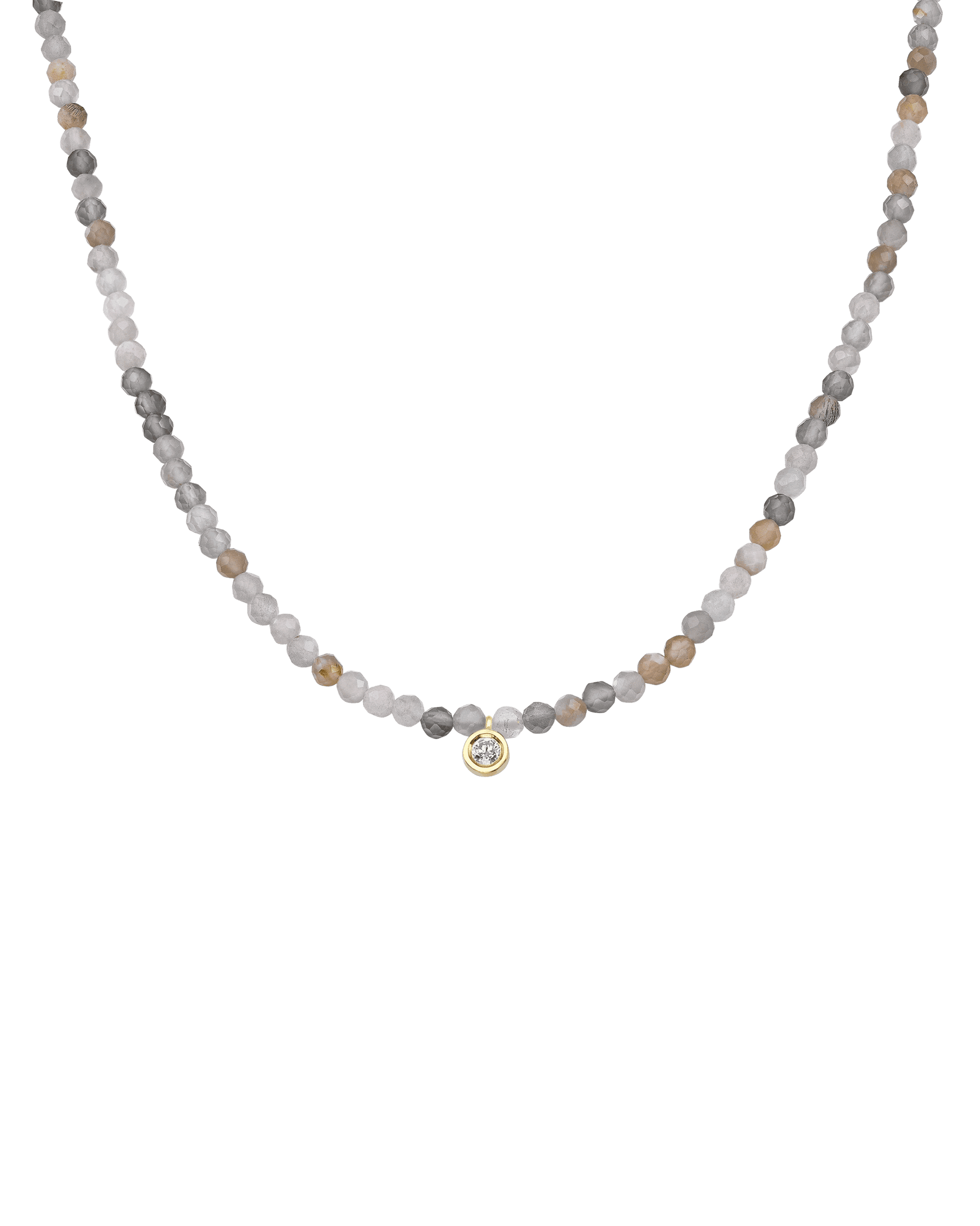 Collier Pierres Précieuses & Diamant - Or Jaune 14 carats Necklaces magal-dev Pierre de lune naturelle Medium: 0.05 carats 35cm