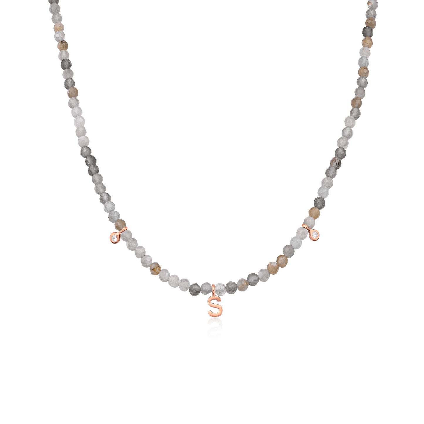 Alexis Necklace - 18K Rose Vermeil Necklaces Gold Vermeil Natural Moonstone 14" - Collar 