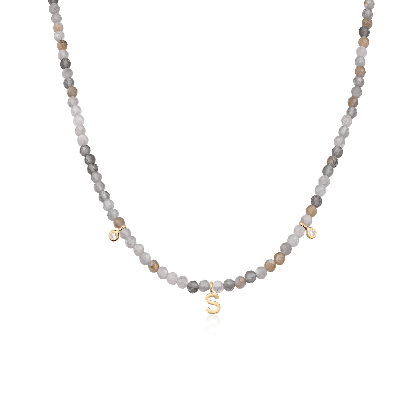 Alexis Necklace - 14K Yellow Gold Necklaces magal-dev Natural Moonstone 14" - Collar 