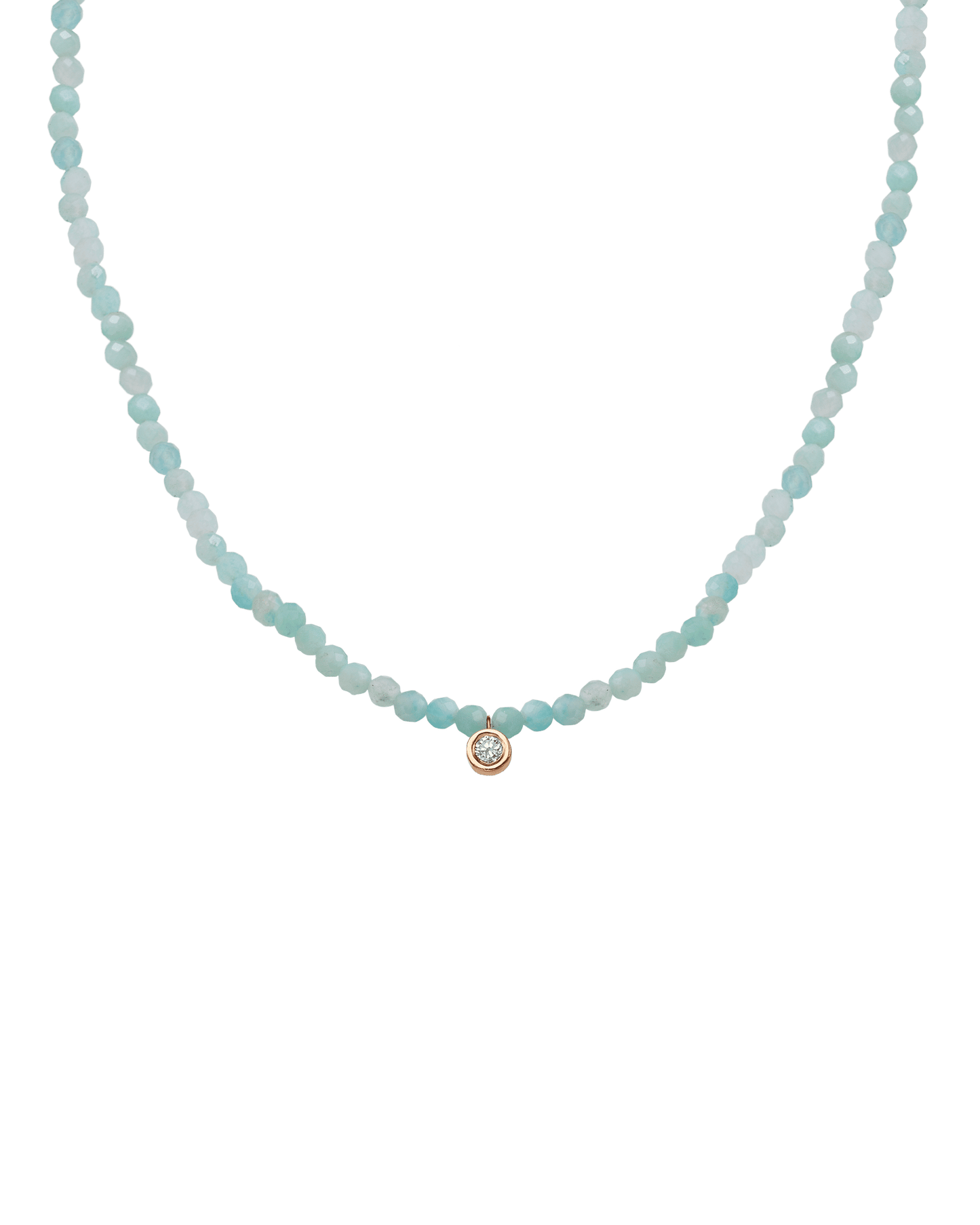 Collier Pierres Précieuses & Diamant - Or Rose 14 carats Necklaces magal-dev Apatite naturelle Medium: 0.05 carats 35cm