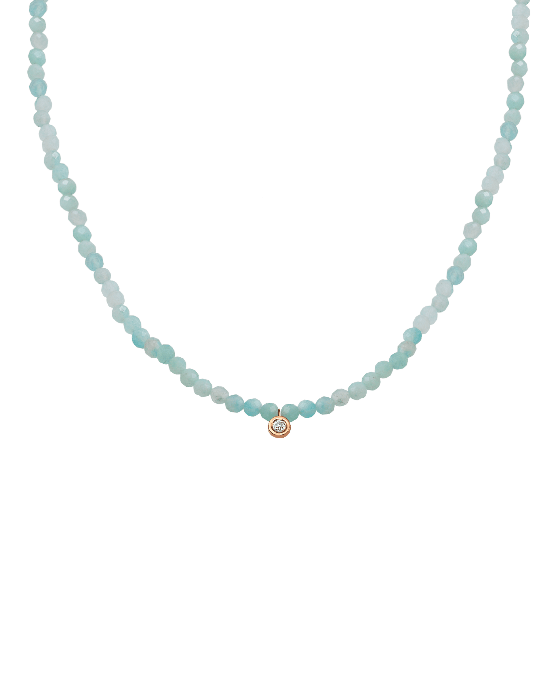 Collier Pierres Précieuses & Diamant - Or Rose 14 carats Necklaces magal-dev Apatite naturelle Small: 0.03 carats 35cm