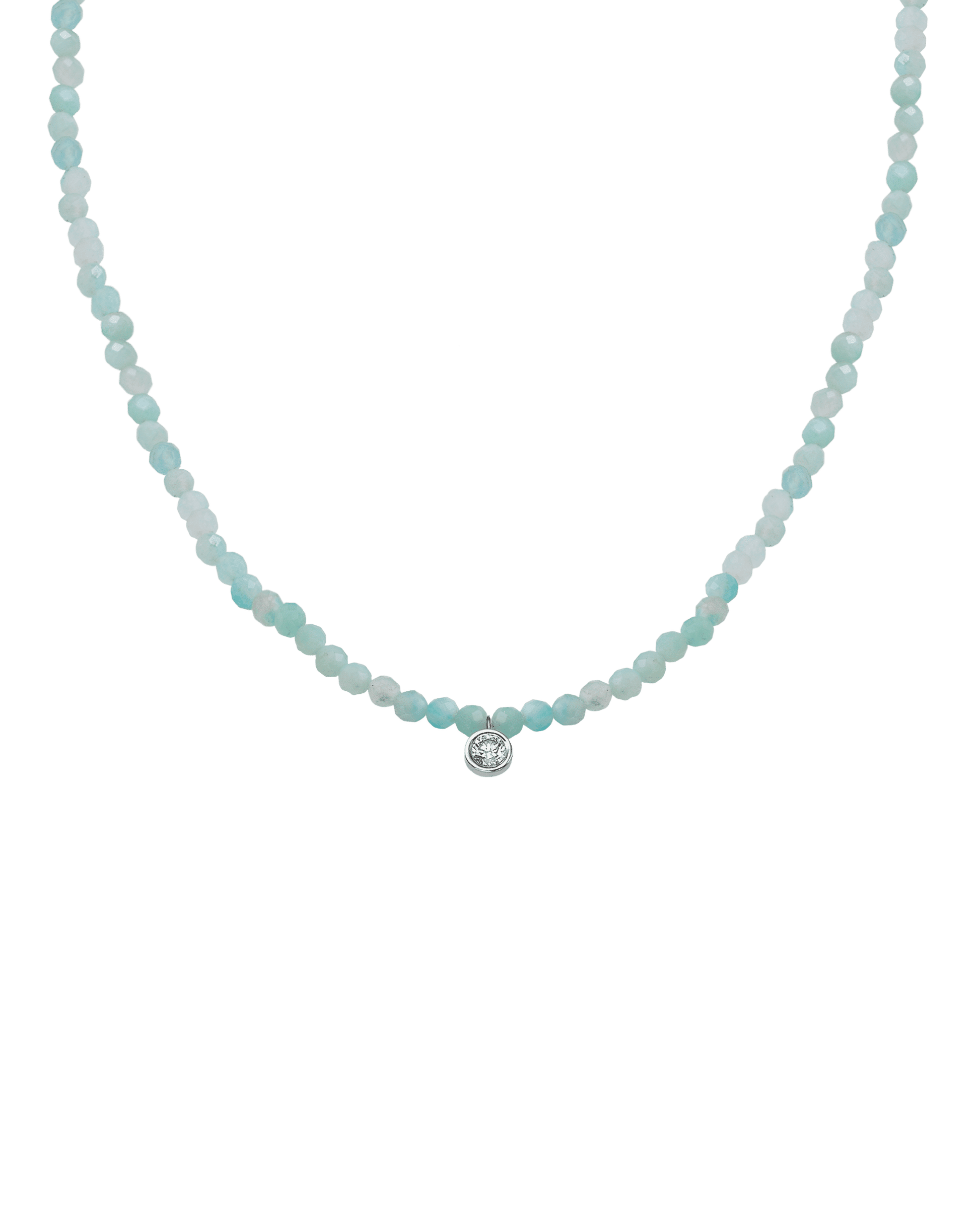 Collier Pierres Précieuses & Diamant - Or Blanc 14 carats Necklaces magal-dev Apatite naturelle Large: 0.10 carats 35cm