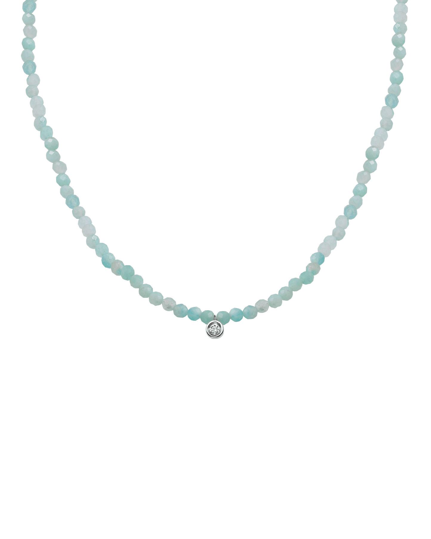 The Gemstone & Diamond Necklace - 14K White Gold Necklaces 14K Solid Gold Natural Apatite Small: 0.03ct 14"