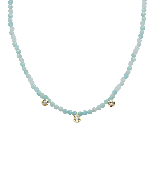 Colliers 3 Diamants & Pierres Précieuses - Or Jaune 14 carats Necklaces magal-dev Apatite naturelle 35cm - Ras de Cou 