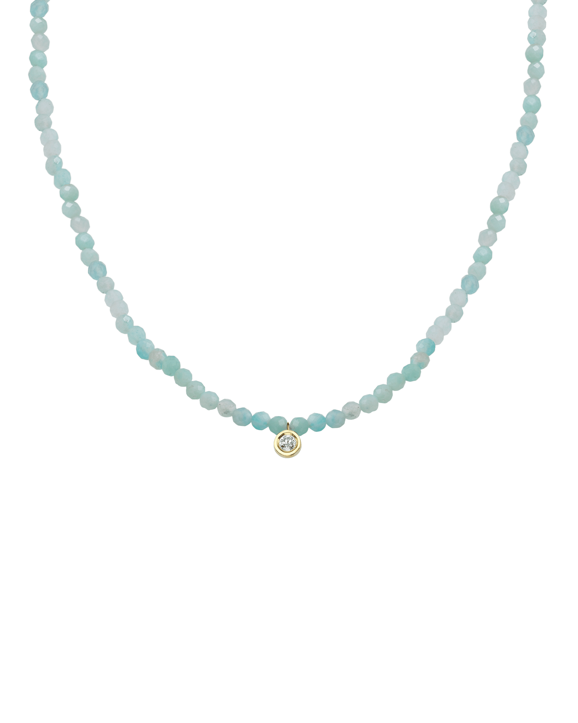 The Gemstone & Diamond Necklace - 14K Yellow Gold Necklaces 14K Solid Gold Natural Apatite Medium: 0.04ct 14"