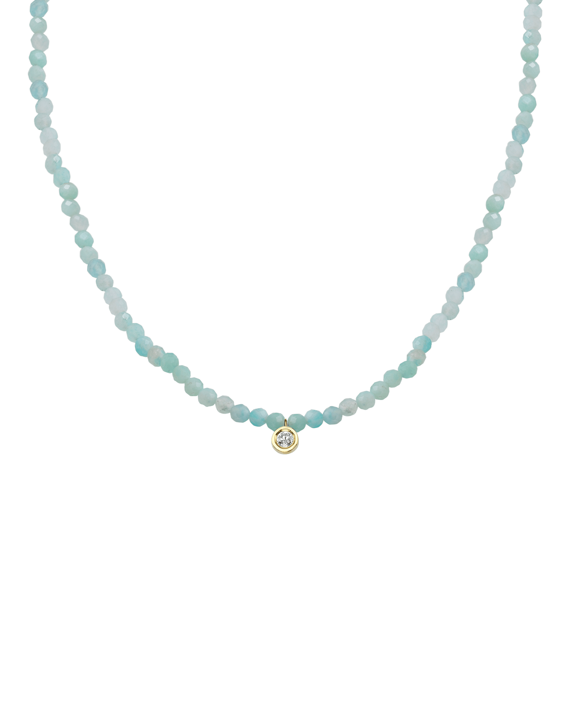 Gemstone & Diamond Necklace - 14K Yellow Gold Necklaces 14K Solid Gold Natural Apatite Medium: 0.04ct 14"