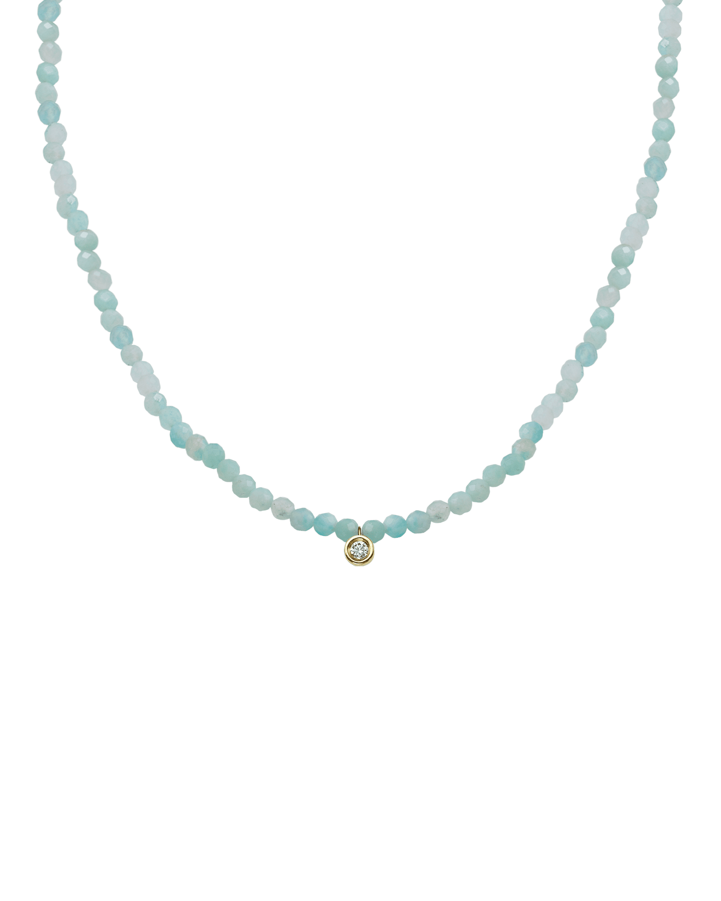 Collier Pierres Précieuses & Diamant - Or Jaune 14 carats Necklaces magal-dev Apatite naturelle Small: 0.03 carats 35cm