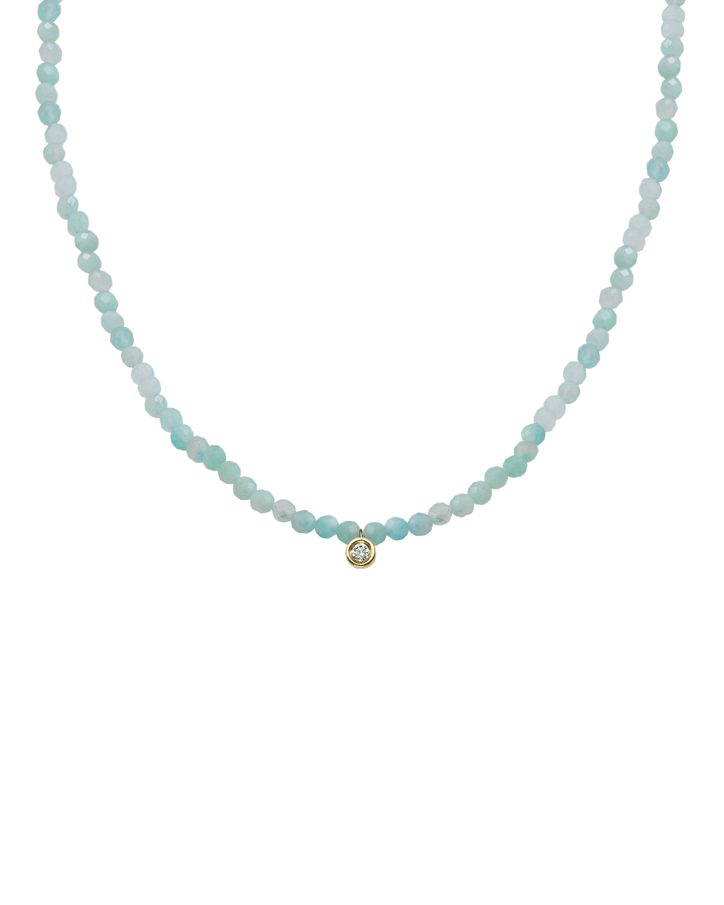 The Gemstone & Diamond Necklace - 14K Yellow Gold Necklaces 14K Solid Gold Natural Apatite Small: 0.03ct 14"