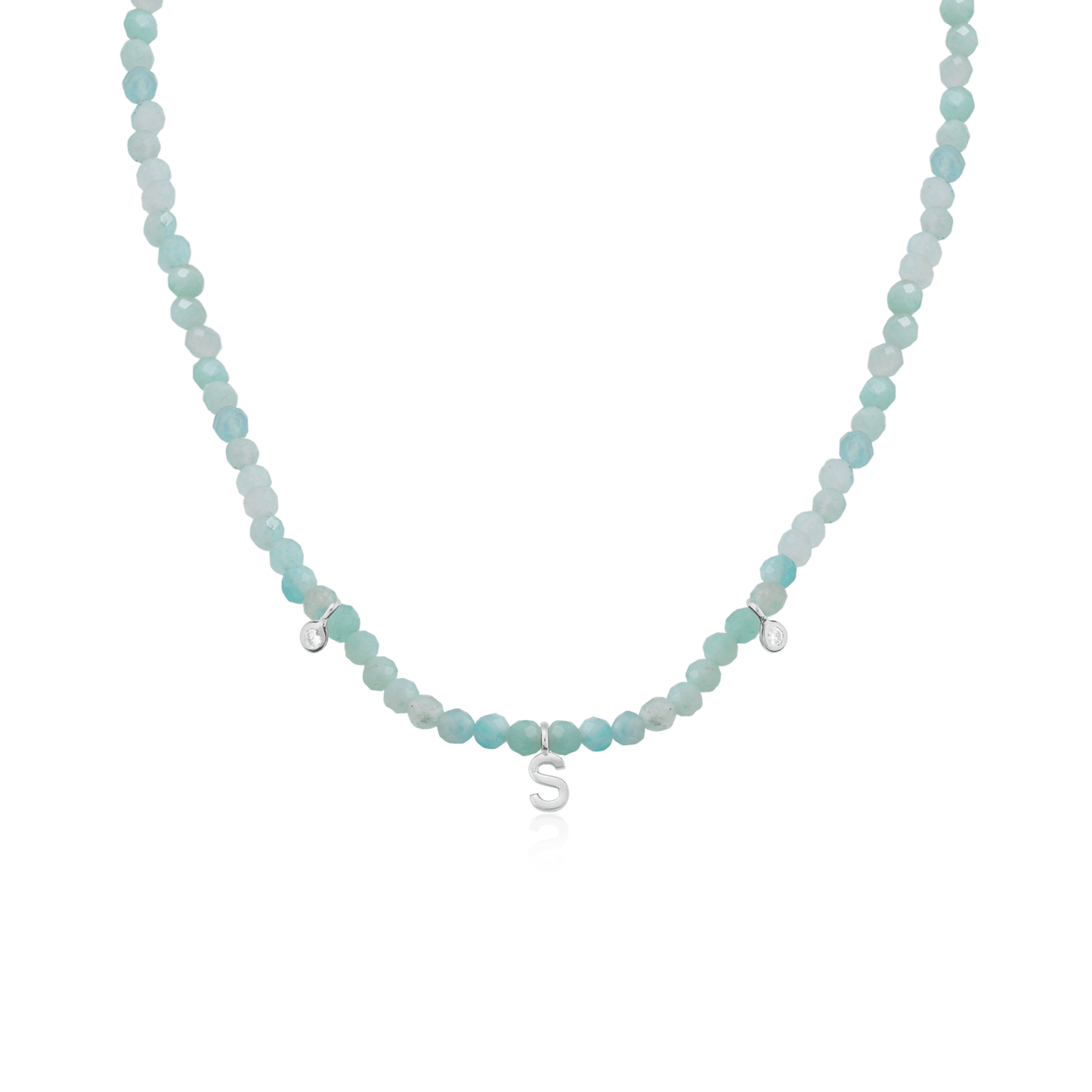 Alexis Necklace - 925 Sterling Silver Necklaces 925 Silver Natural Apatite 14" - Collar 