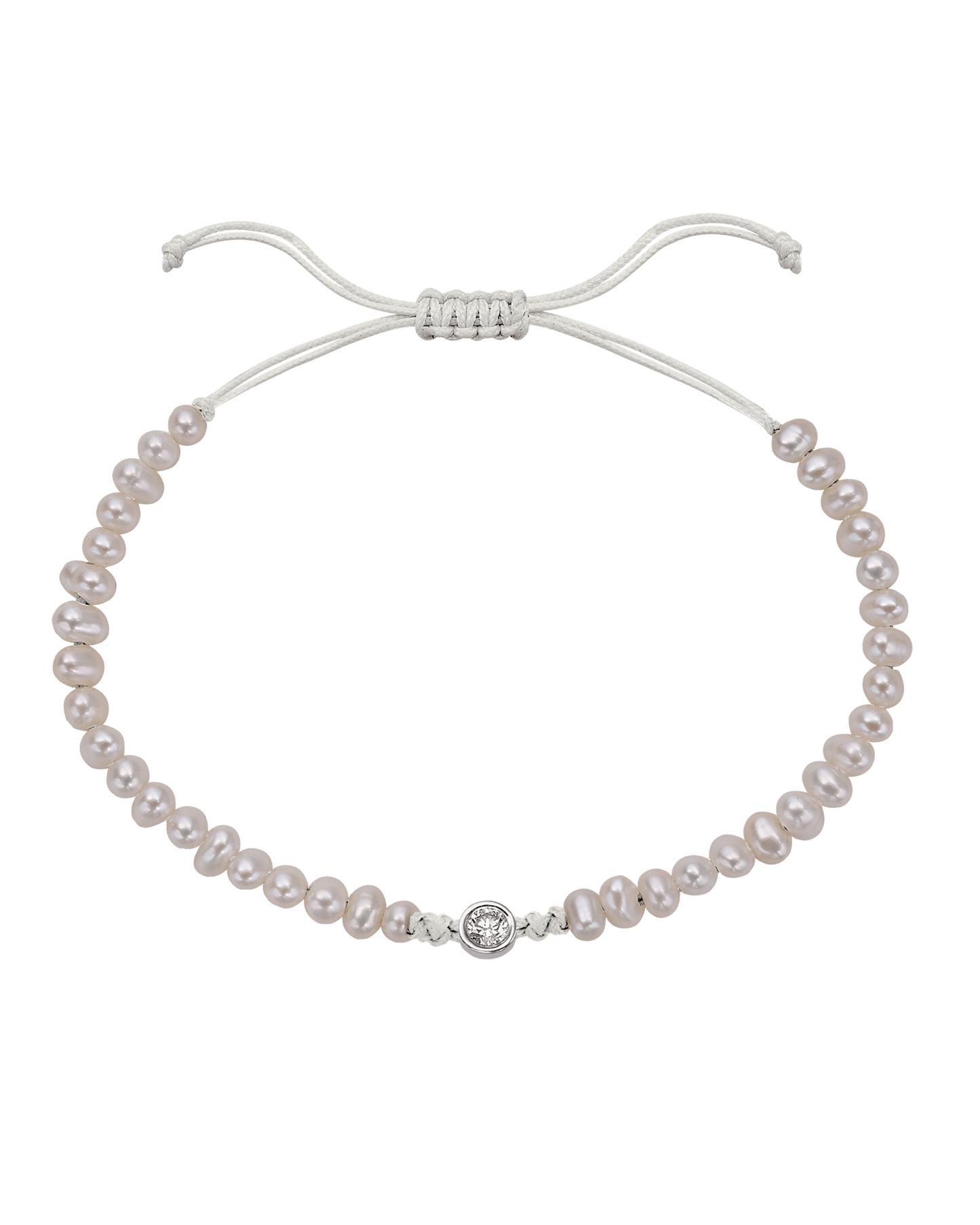 Le String of Love Perles Naturelles - Or Blanc 14 carats Bracelet magal-dev Perle Large: 0.10 carats 