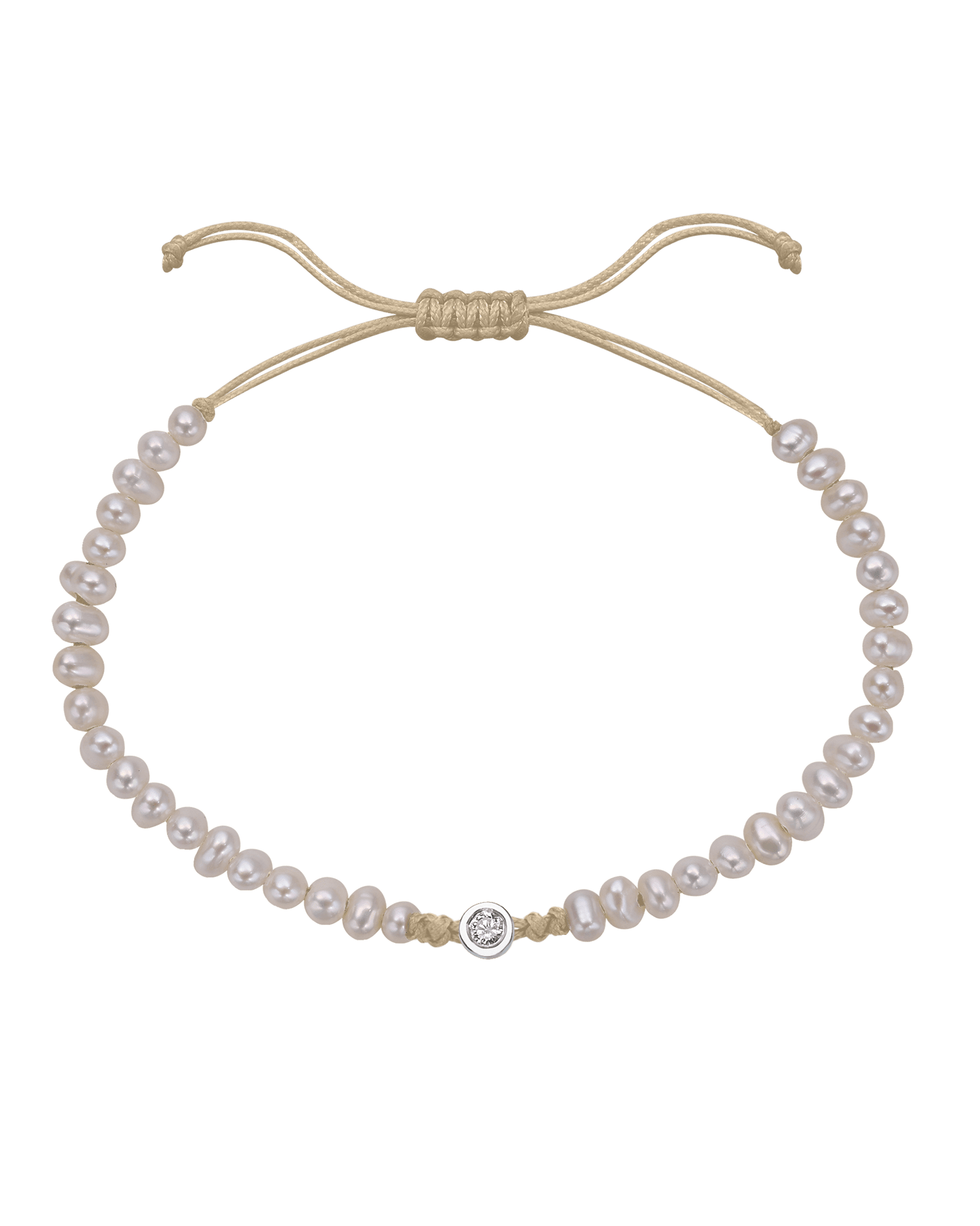 Le String of Love Perles Naturelles - Or Blanc 14 carats Bracelet magal-dev Beige Medium: 0.05 carats 