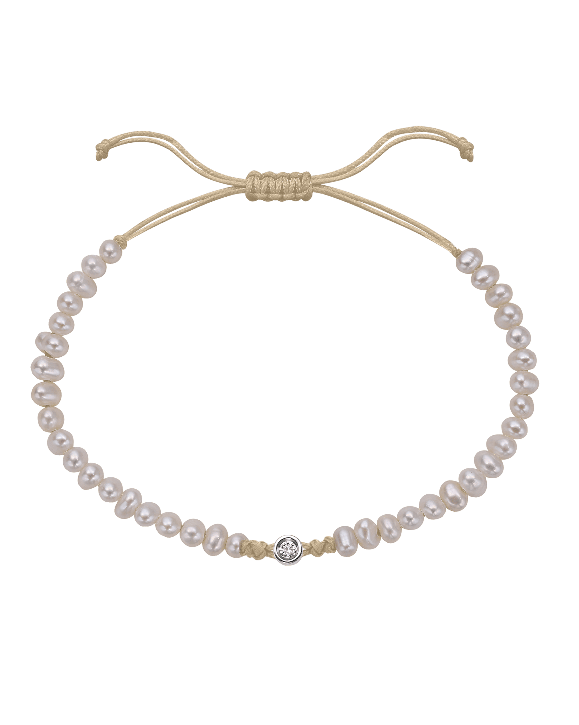 Le String of Love Perles Naturelles - Or Blanc 14 carats Bracelet magal-dev Beige Small: 0.03 carats 