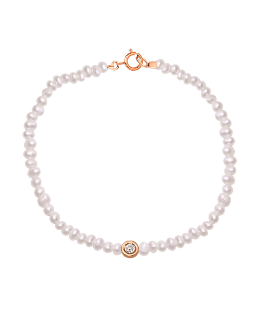 Pearl & Diamond Bracelet - 14K Rose Gold Bracelets magal-dev Small: 0.03ct 6" - S wrist 
