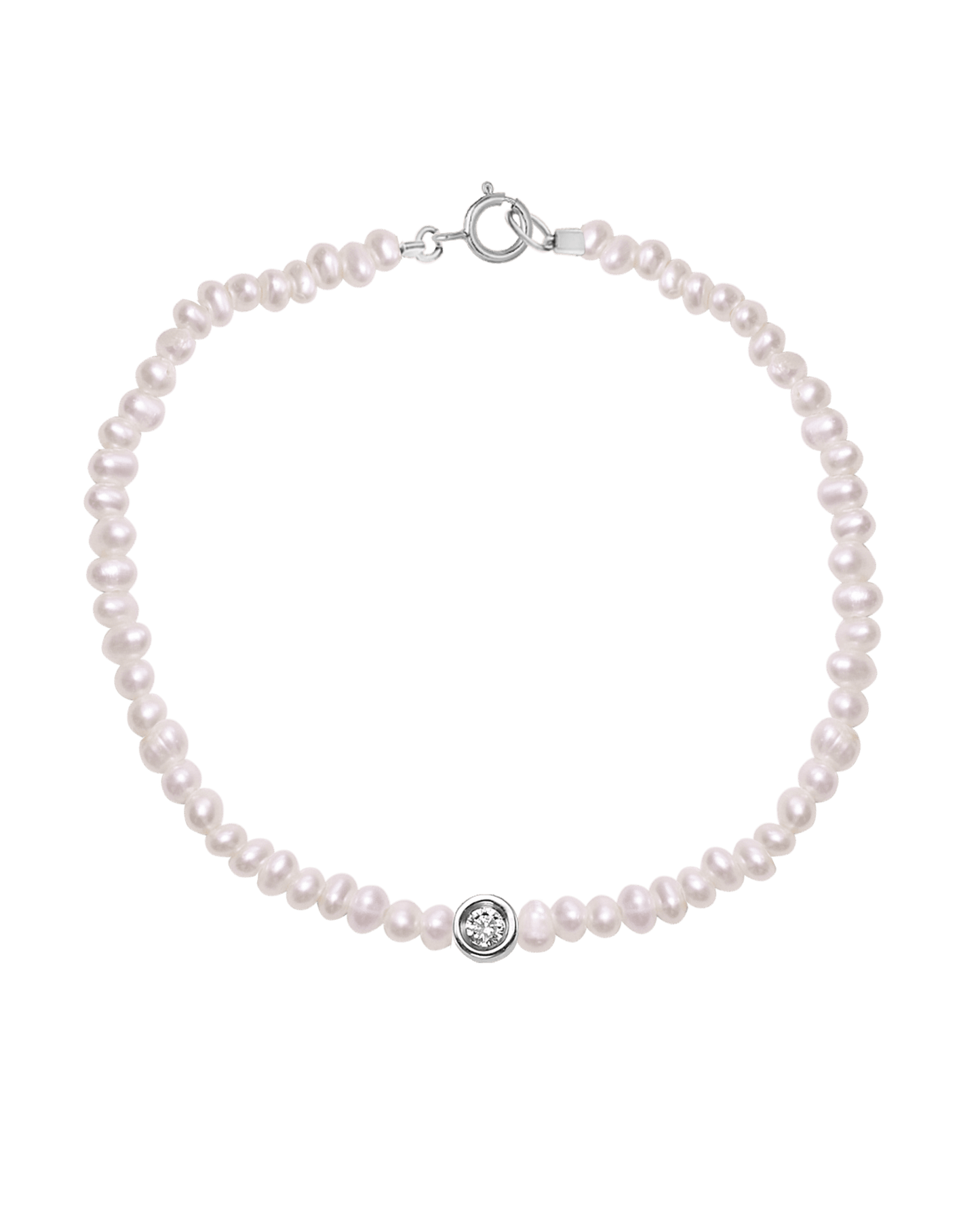 Pearl & Diamond Bracelet - 14K White Gold Bracelets magal-dev Small: 0.03ct 6" - S wrist 