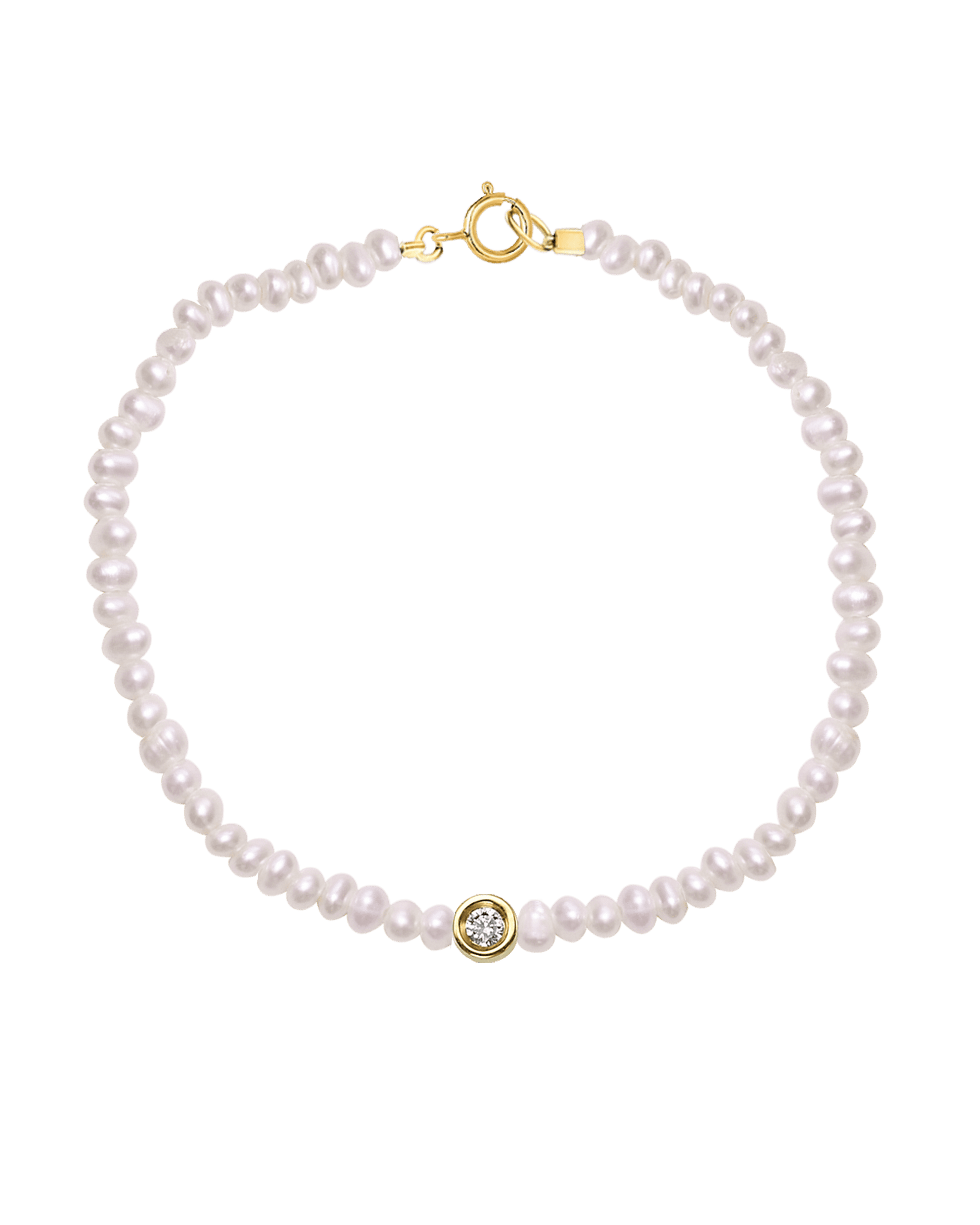 Pearl & Diamond Bracelet - 14K Yellow Gold Bracelets magal-dev Small: 0.03ct 6" - S wrist 