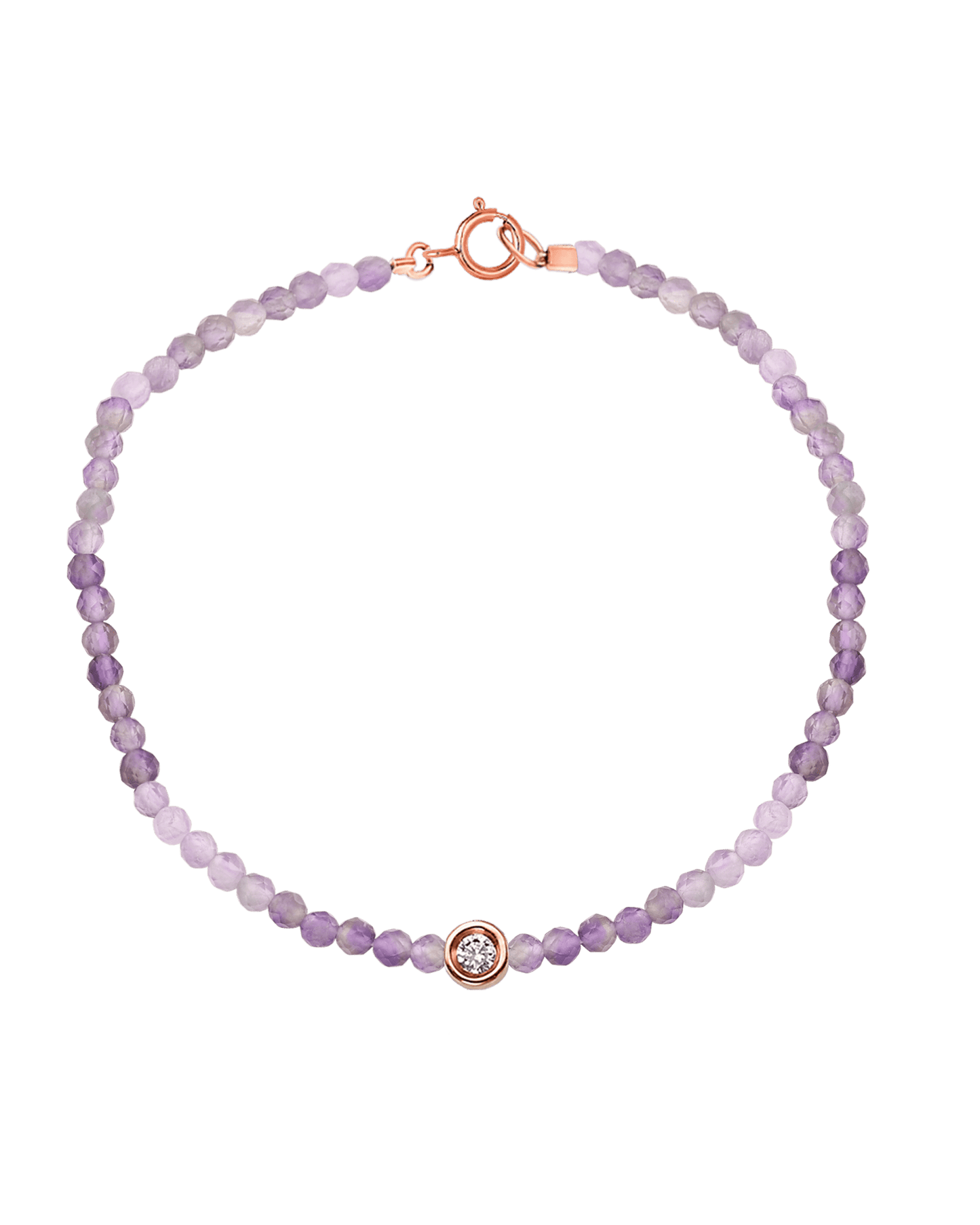 Gemstone & Diamond Bracelet - 14K Rose Gold Bracelets magal-dev Natural Purple Amethyst Small: 0.03ct 6" - S wrist