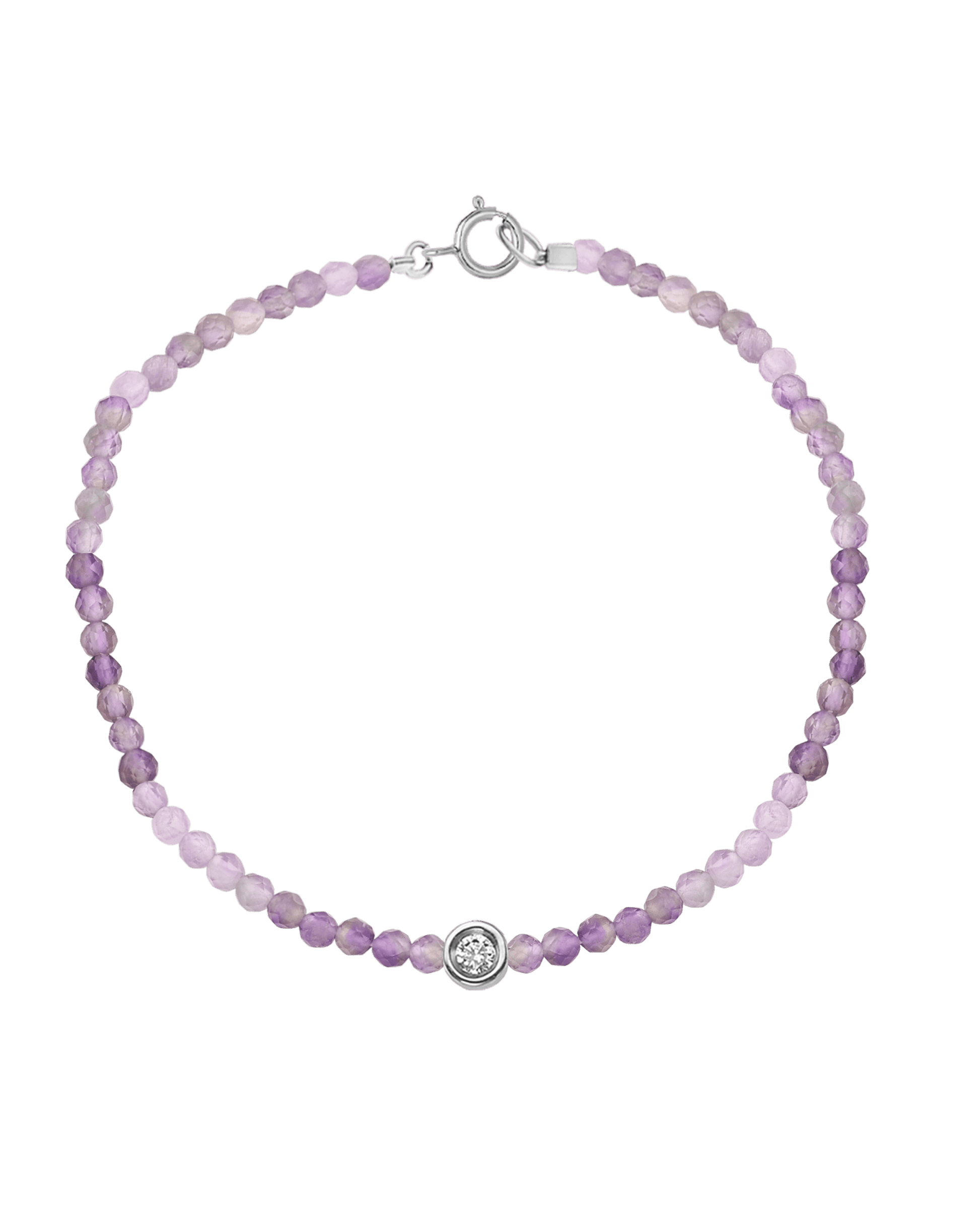 Gemstone & Diamond Bracelet - 14K White Gold Bracelets magal-dev Natural Purple Amethyst Small: 0.03ct 6" - S wrist