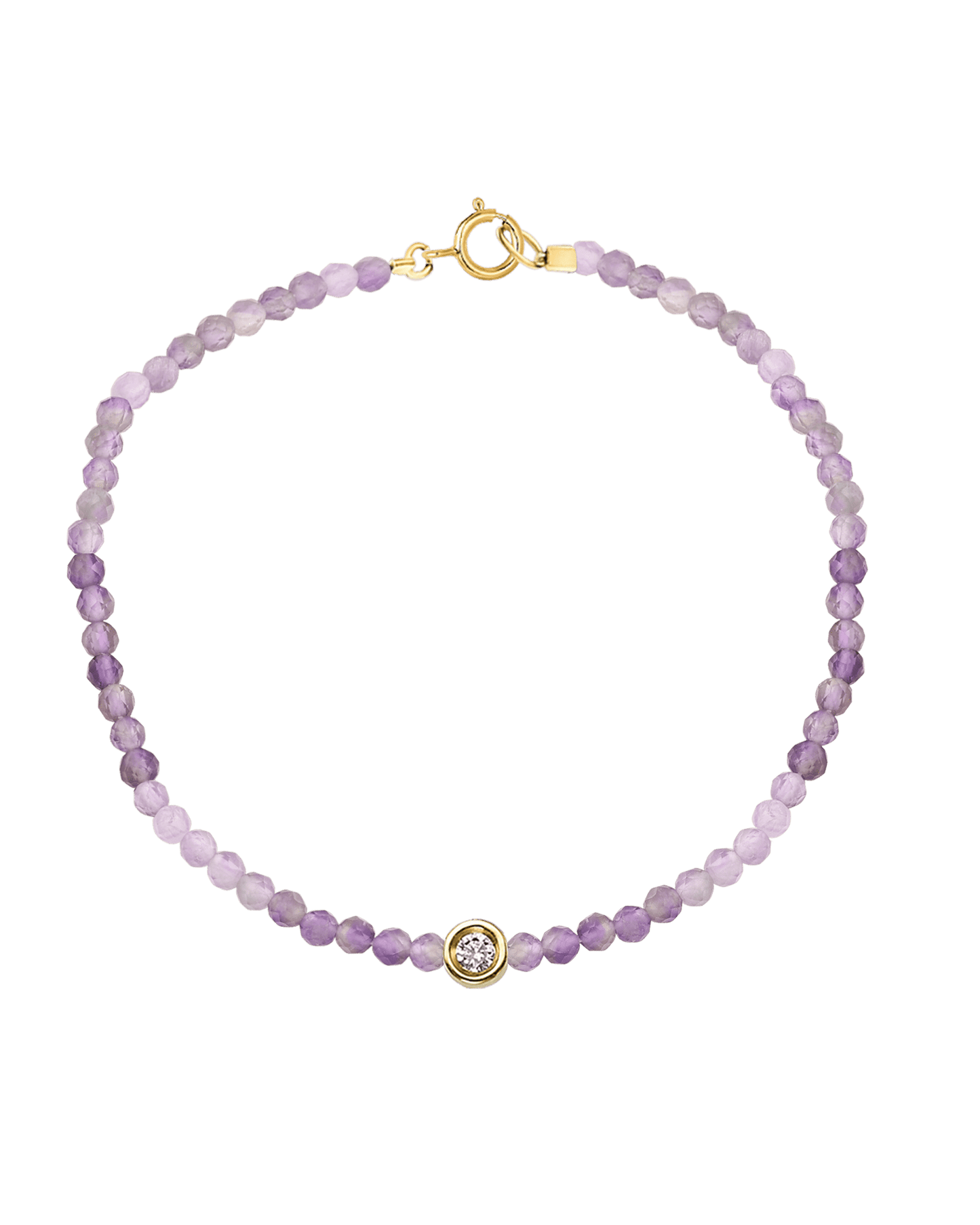 Bracelet Pierres Précieuses & Diamants - Or Jaune 14 carats Bracelets magal-dev Améthyste Violette Naturelle Small: 0.03 carats 15cm (Poignet: Small)