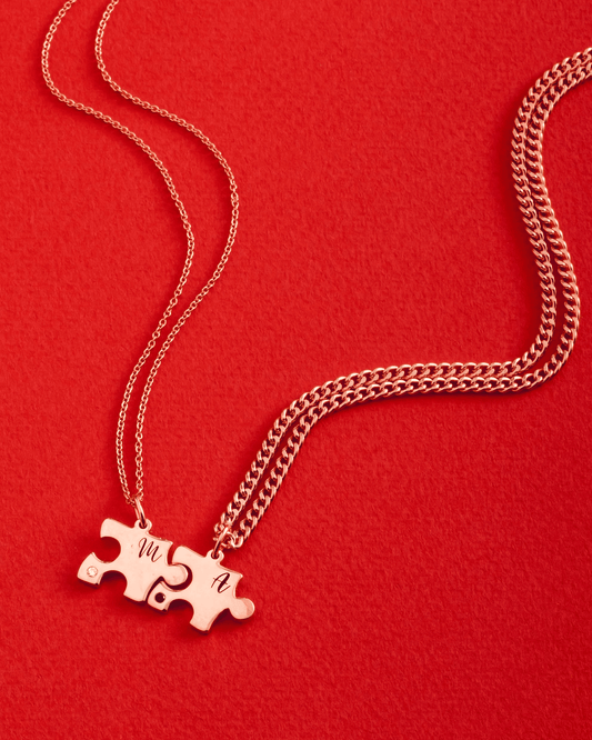 Puzzle-Halsketten für Paar - 18K Rosé Vergoldetes Necklaces magal-dev A 