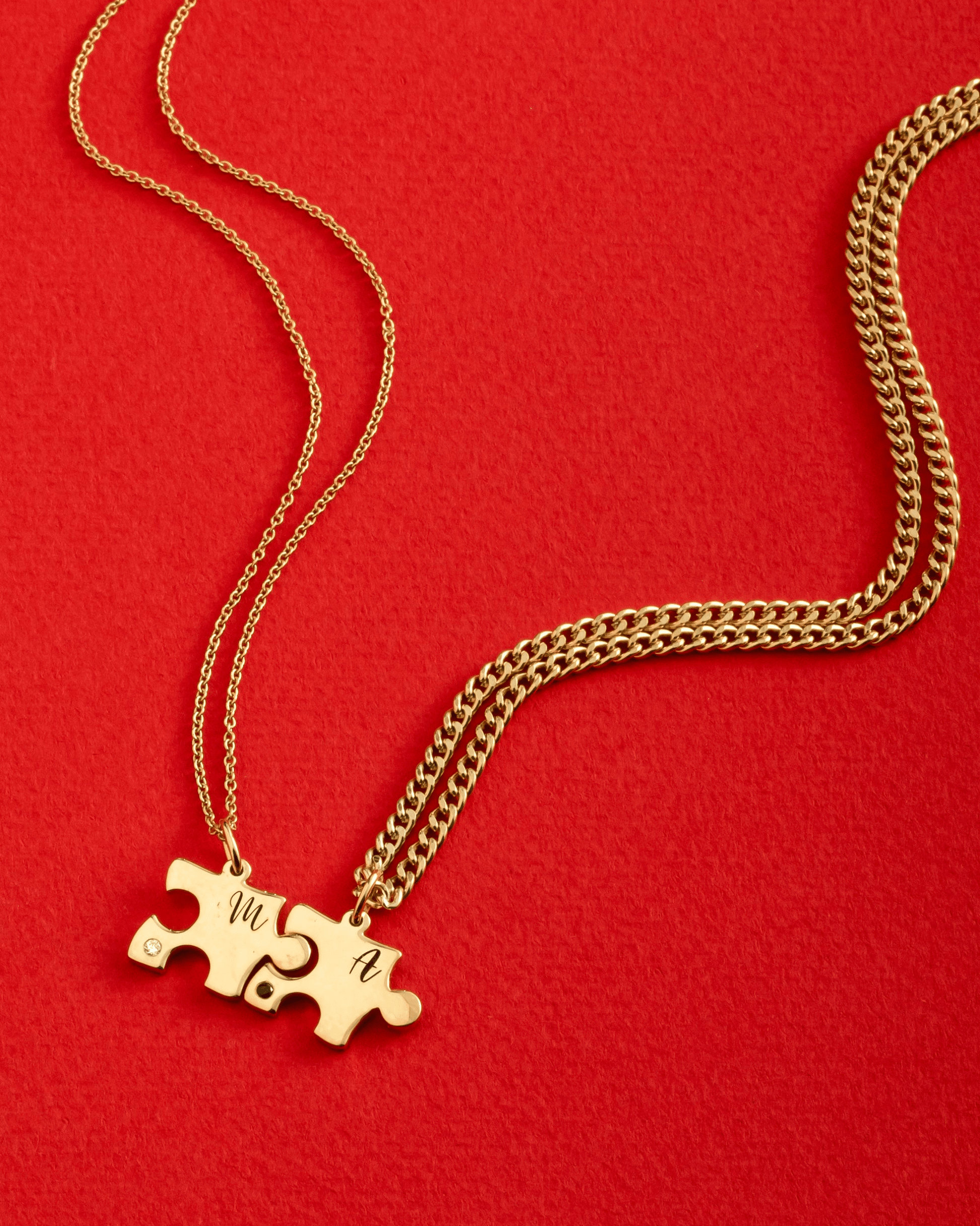 Puzzle Necklaces for Couple - 18K Gold Vermeil Necklaces magal-dev 