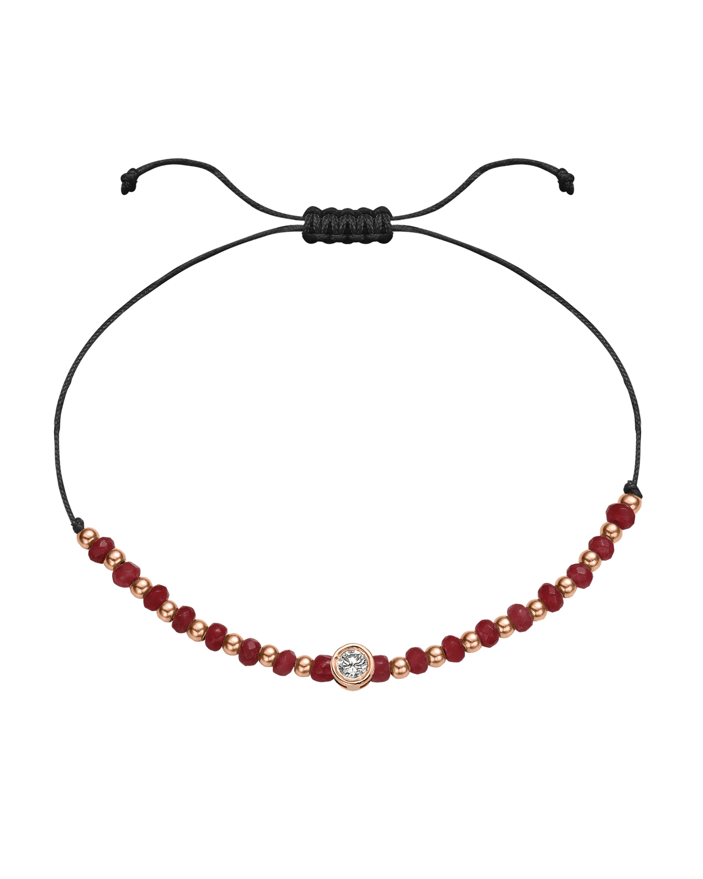 Red Agate Gemstone String of Love Bracelet for Confidence - 14K Rose Gold Bracelet 14K Solid Gold Black Large: 0.1ct 