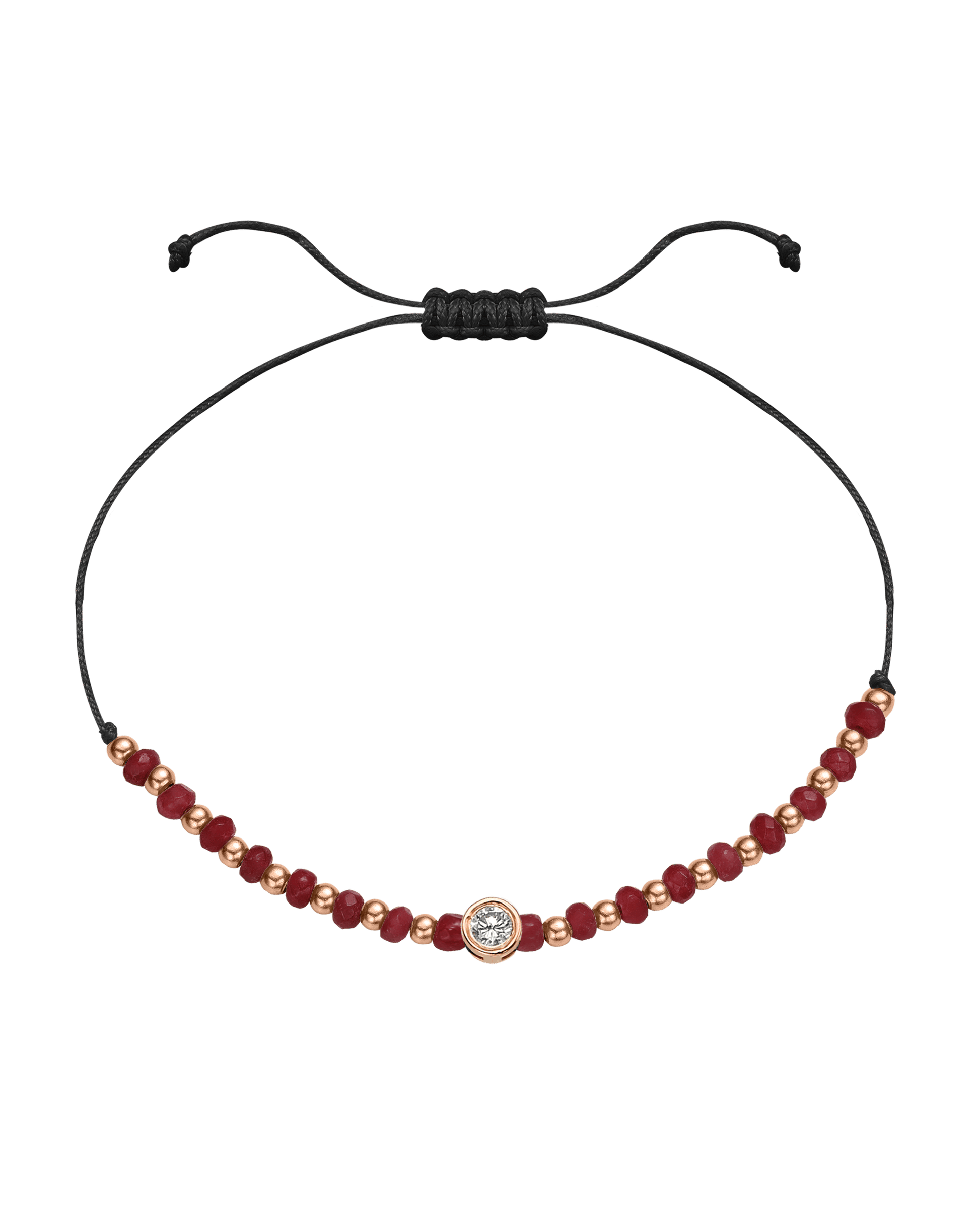 Red Agate Gemstone String of Love Bracelet for Confidence - 14K Rose Gold Bracelet 14K Solid Gold Black Large: 0.1ct 