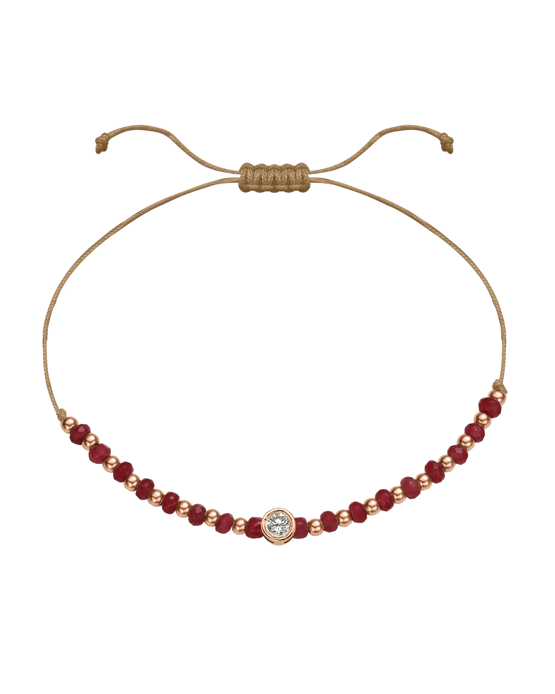 Red Agate Gemstone String of Love Bracelet for Confidence - 14K Rose Gold Bracelet 14K Solid Gold Camel Large: 0.1ct 