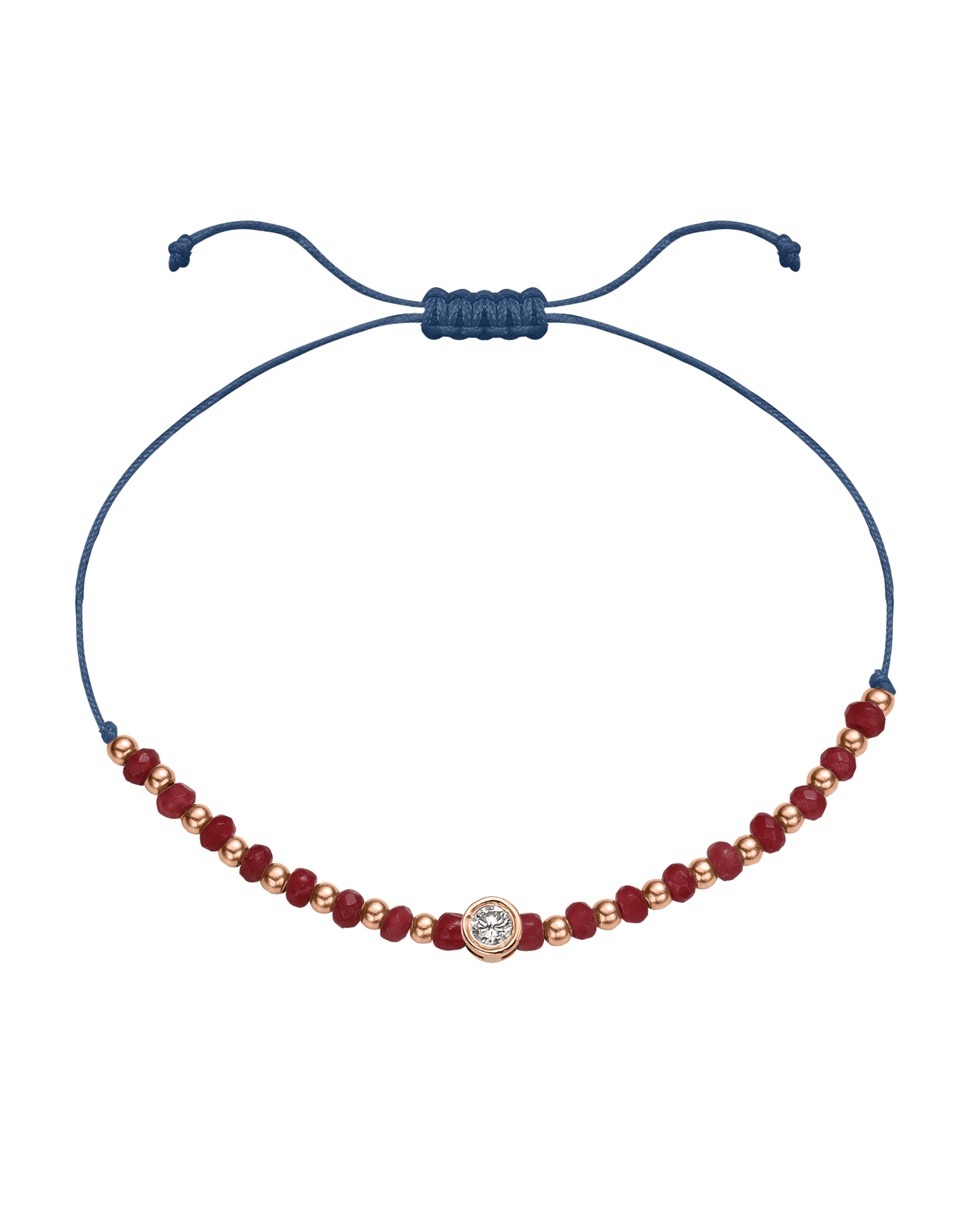 Red Agate Gemstone String of Love Bracelet for Confidence - 14K Rose Gold Bracelet 14K Solid Gold Indigo Large: 0.1ct 