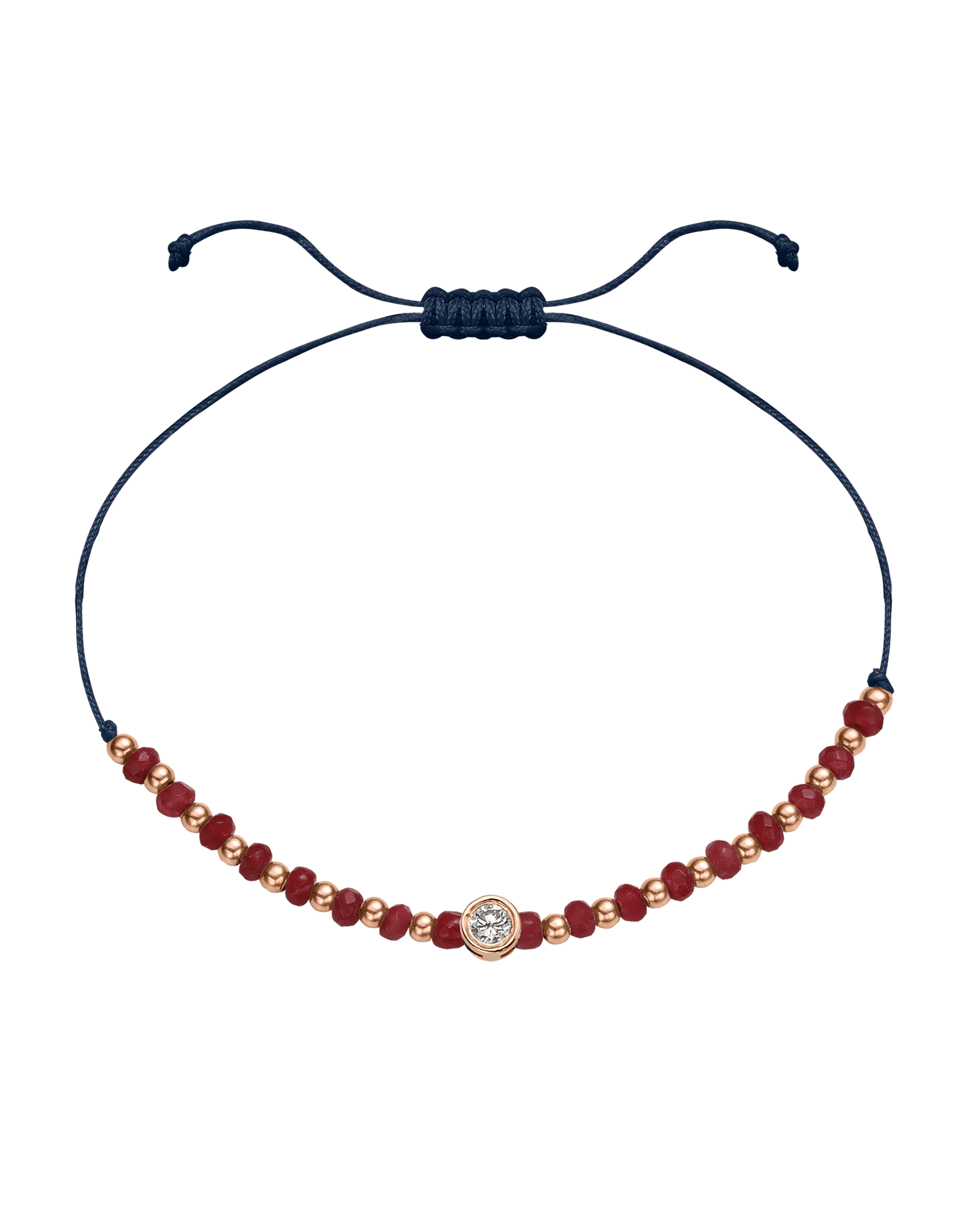 Red Agate Gemstone String of Love Bracelet for Confidence - 14K Rose Gold Bracelet 14K Solid Gold Navy Blue Large: 0.1ct 