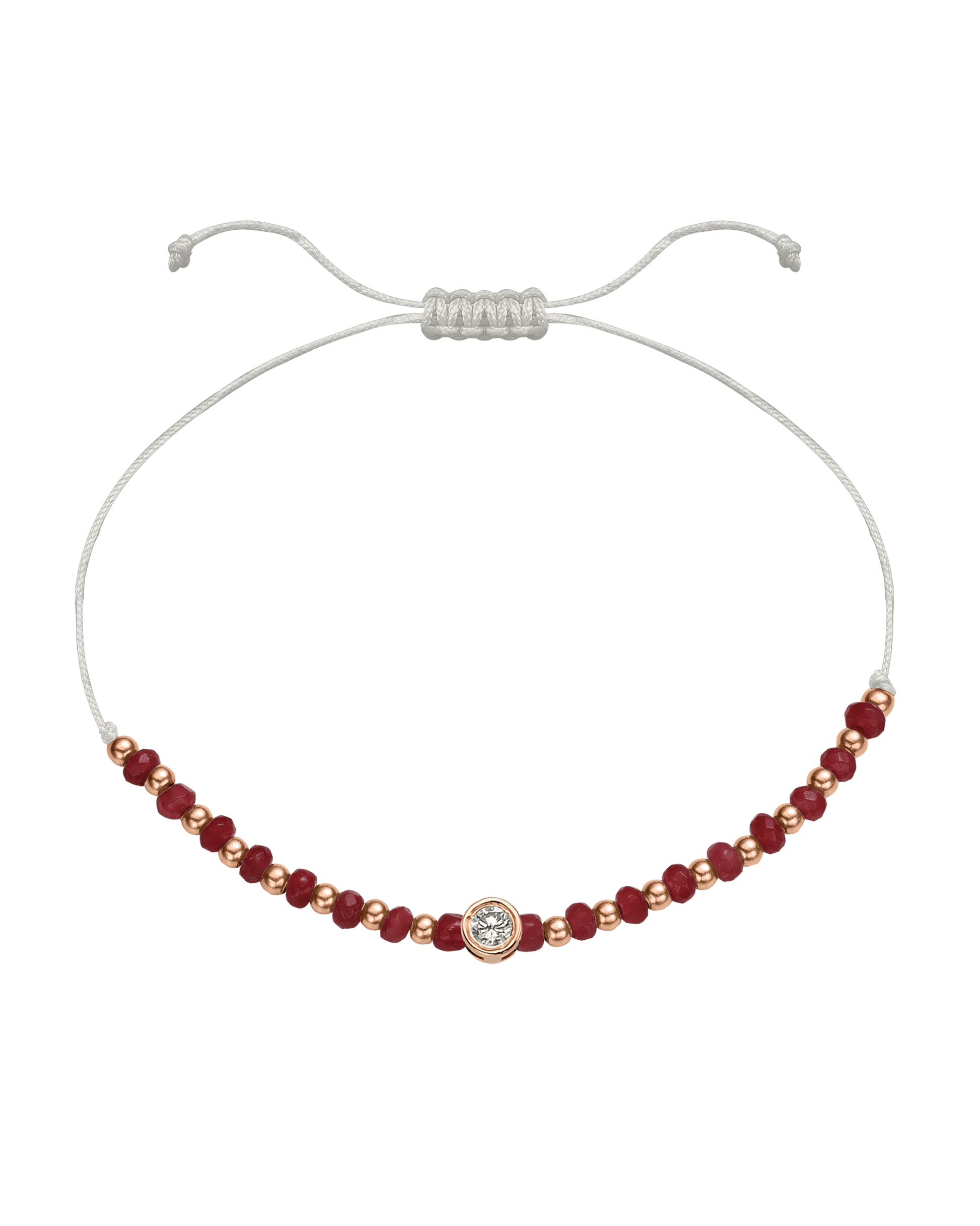 Red Agate Gemstone String of Love Bracelet for Confidence - 14K Rose Gold Bracelet 14K Solid Gold Pearl Large: 0.1ct 