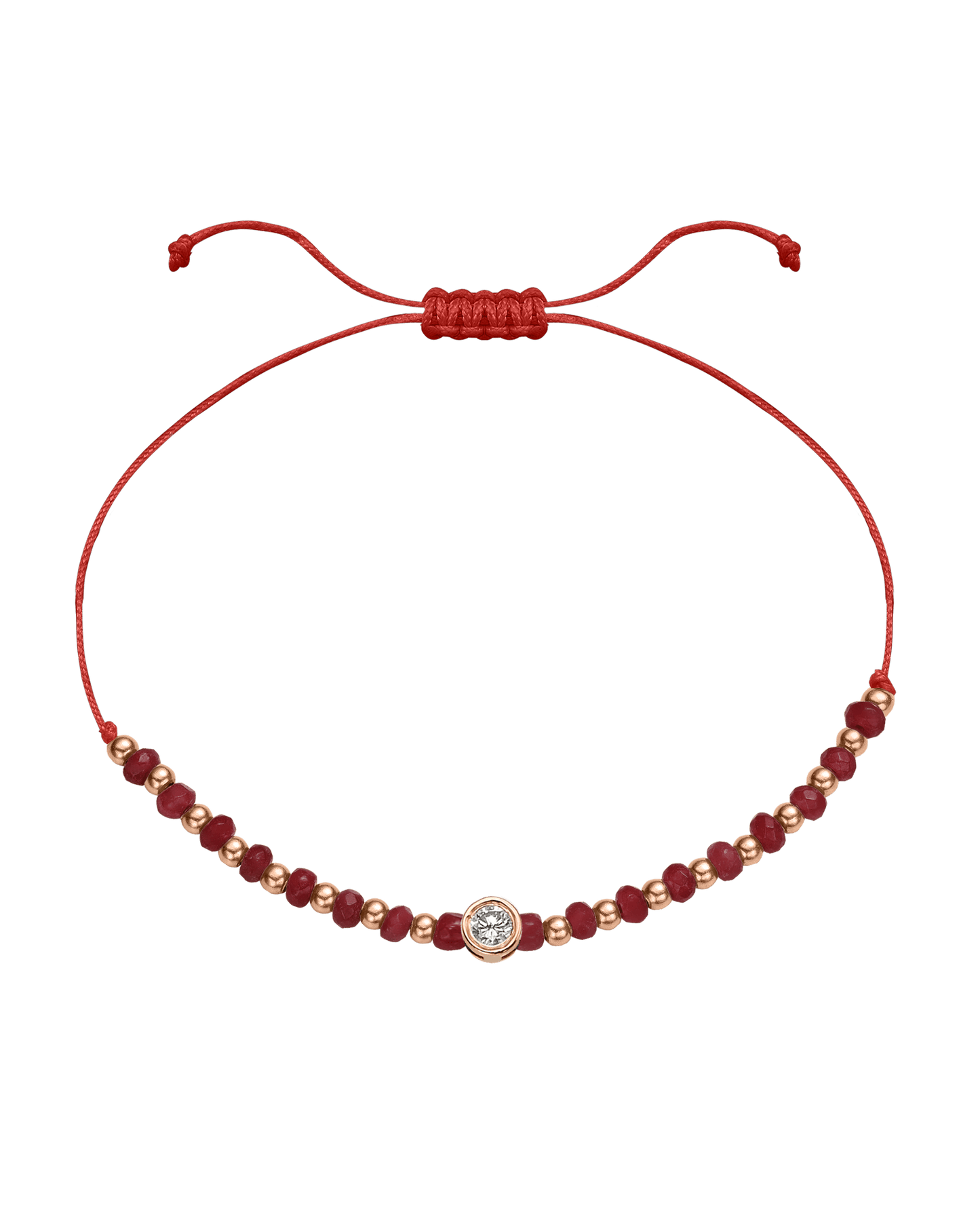 Red Agate Gemstone String of Love Bracelet for Confidence - 14K Rose Gold Bracelet 14K Solid Gold Red Large: 0.1ct 
