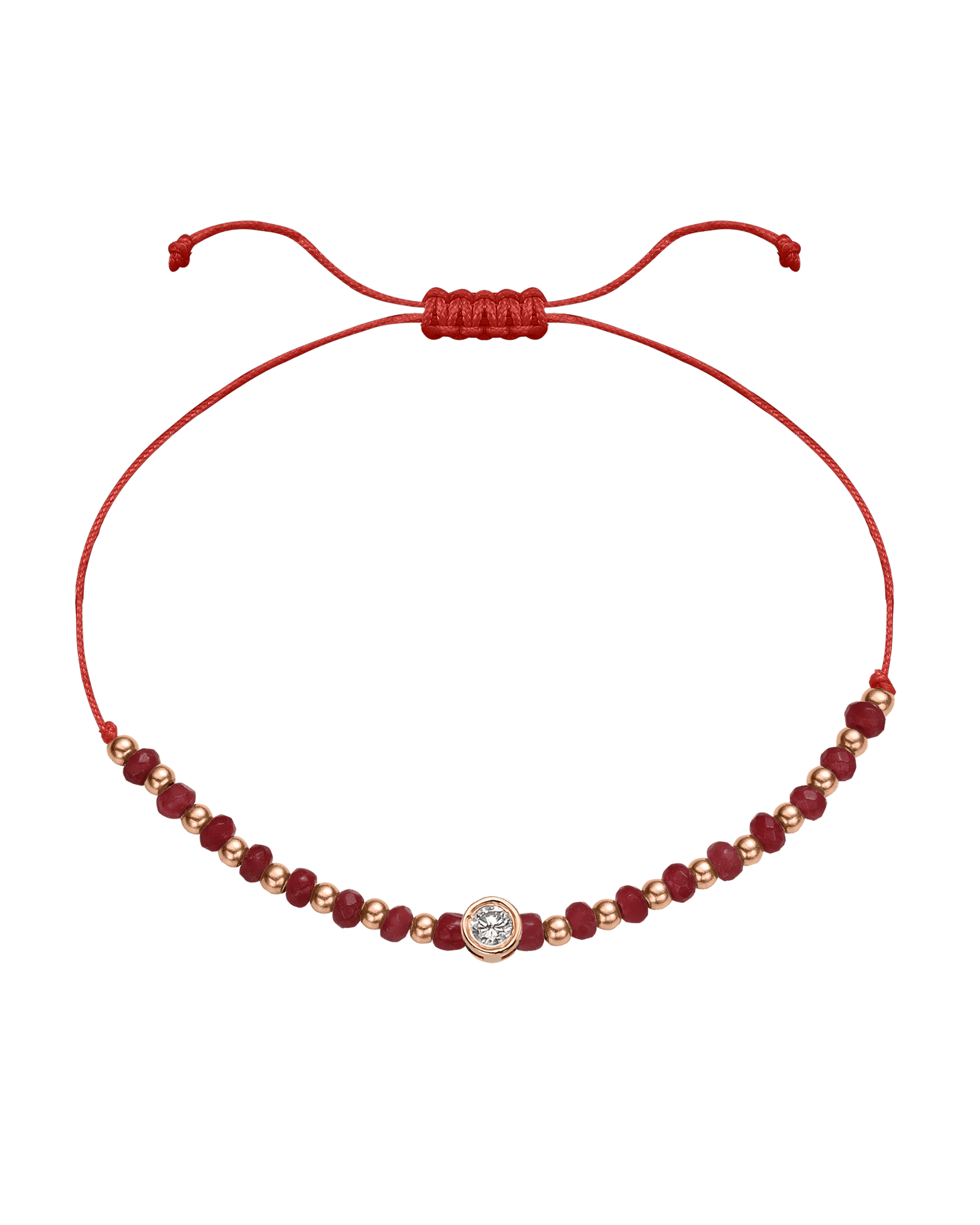 Red Agate Gemstone String of Love Bracelet for Confidence - 14K Rose Gold Bracelet 14K Solid Gold Red Large: 0.1ct 